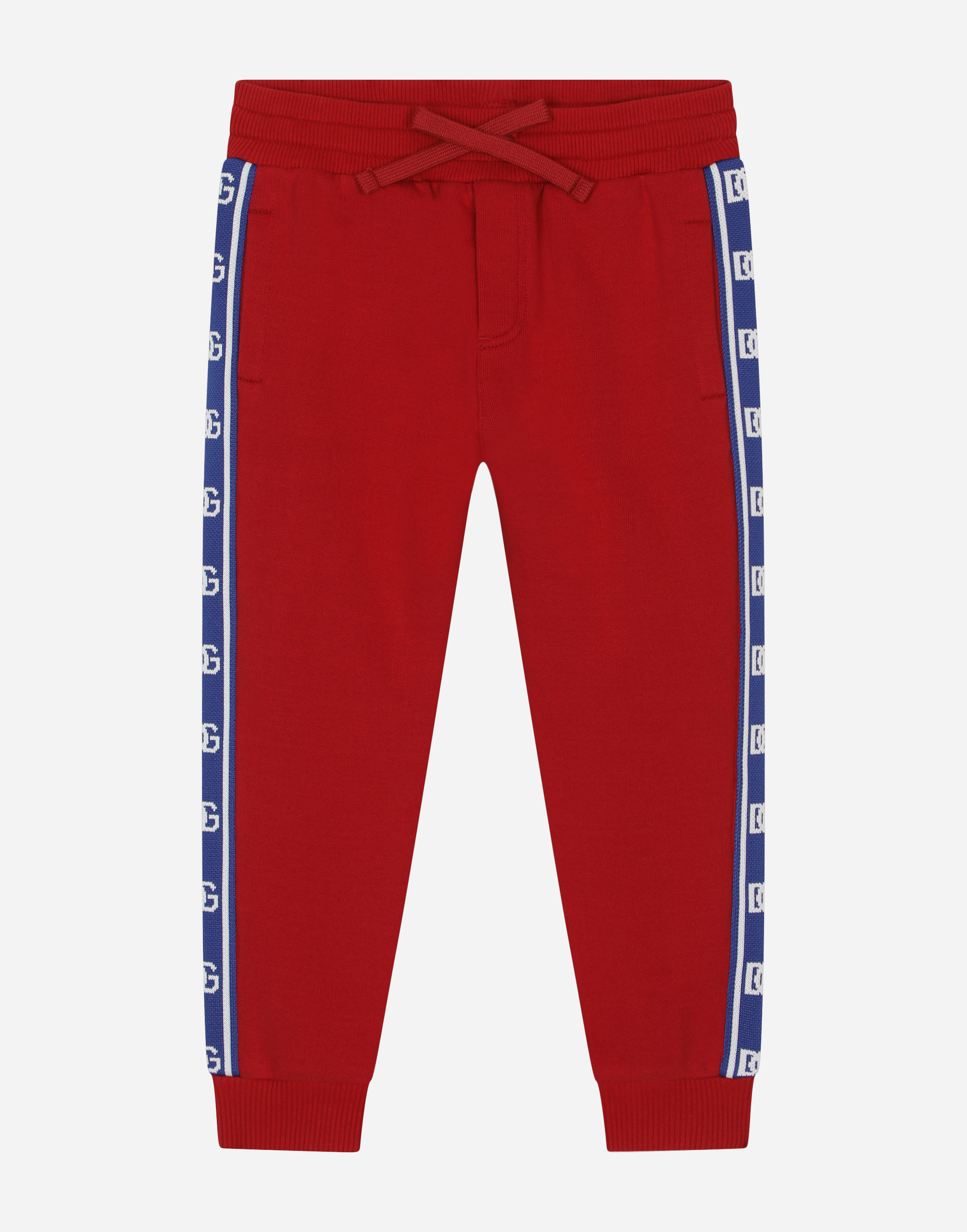 Jersey jogging pants with DG logo band in Red