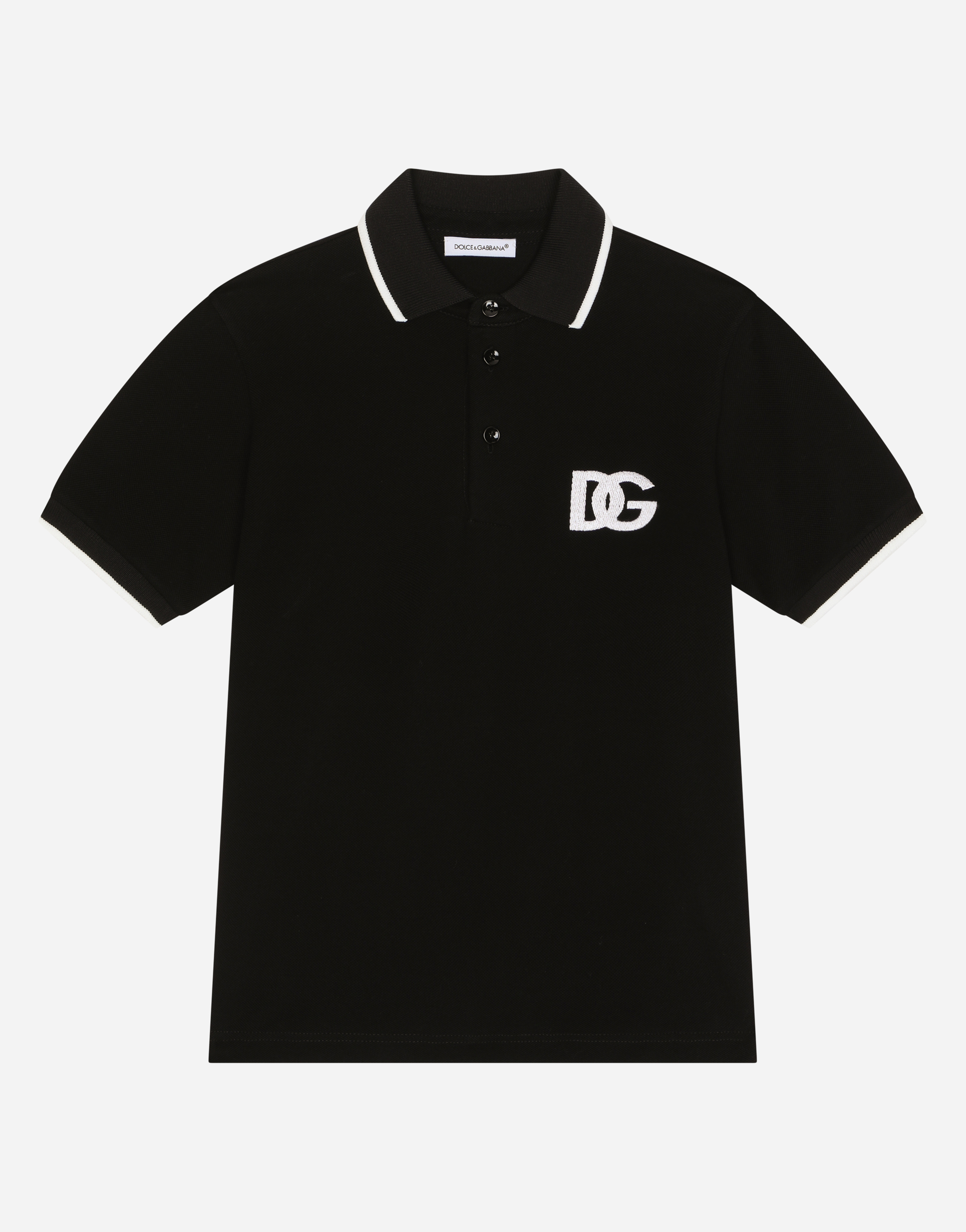 Piqué polo-shirt with DG logo embroidery in Black