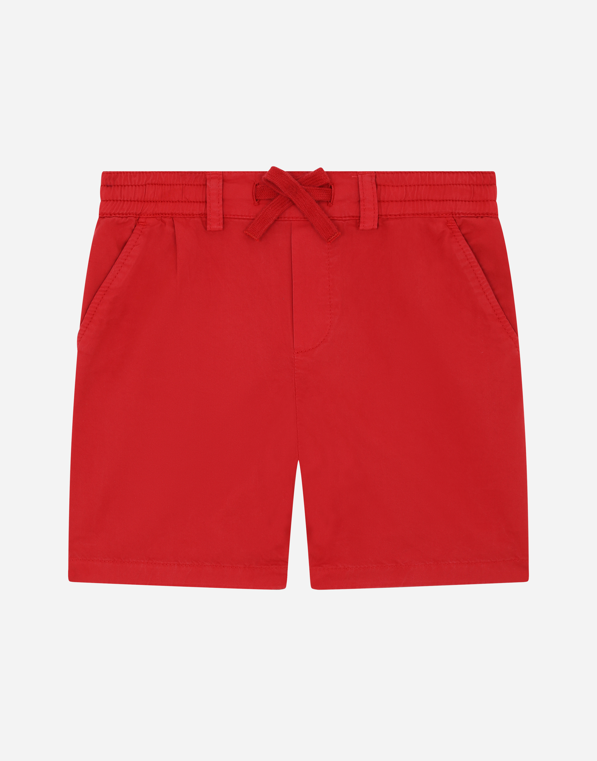 Garment-dyed canvas shorts with drawstring in Red