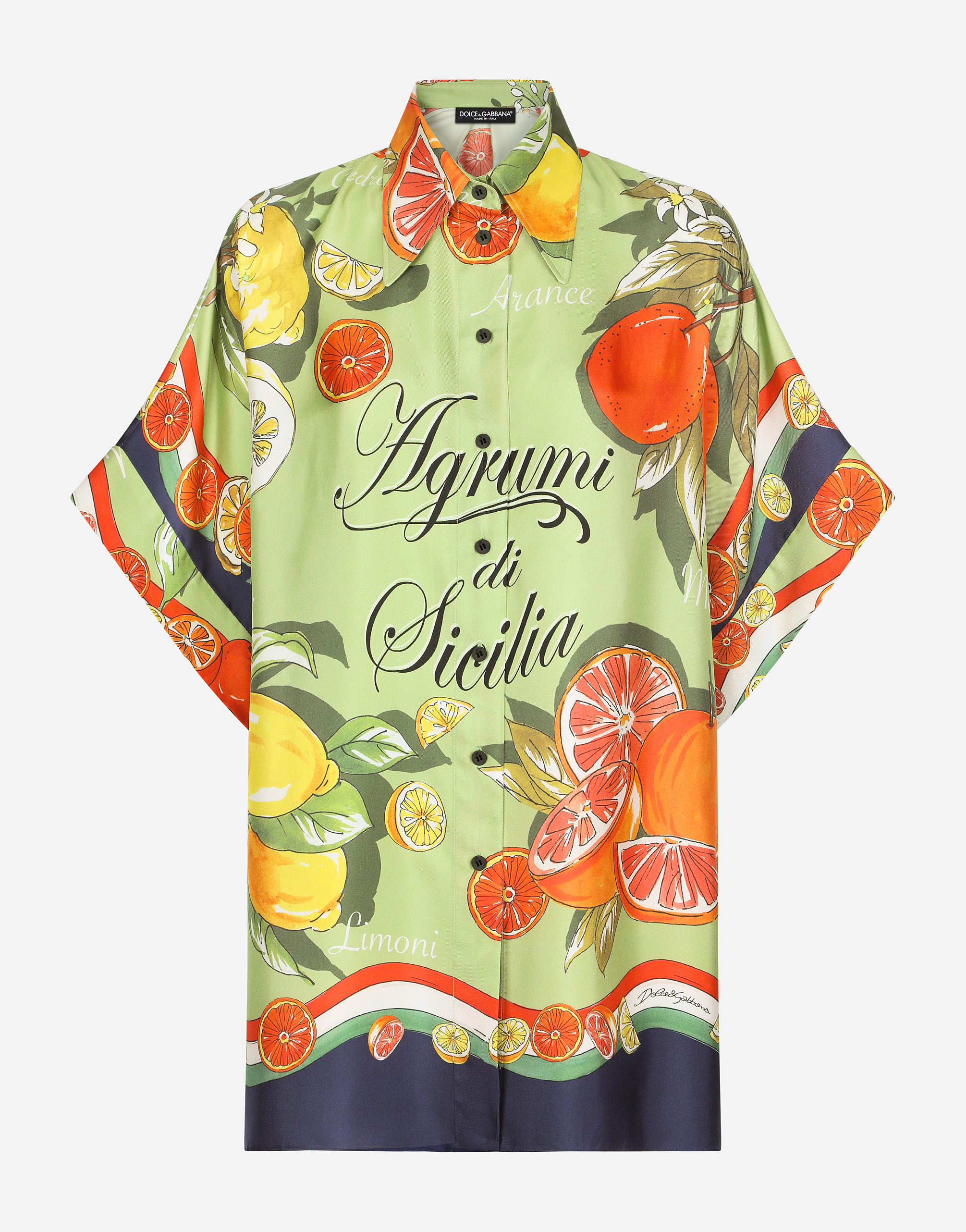 Citrus-print twill shirt in Multicolor