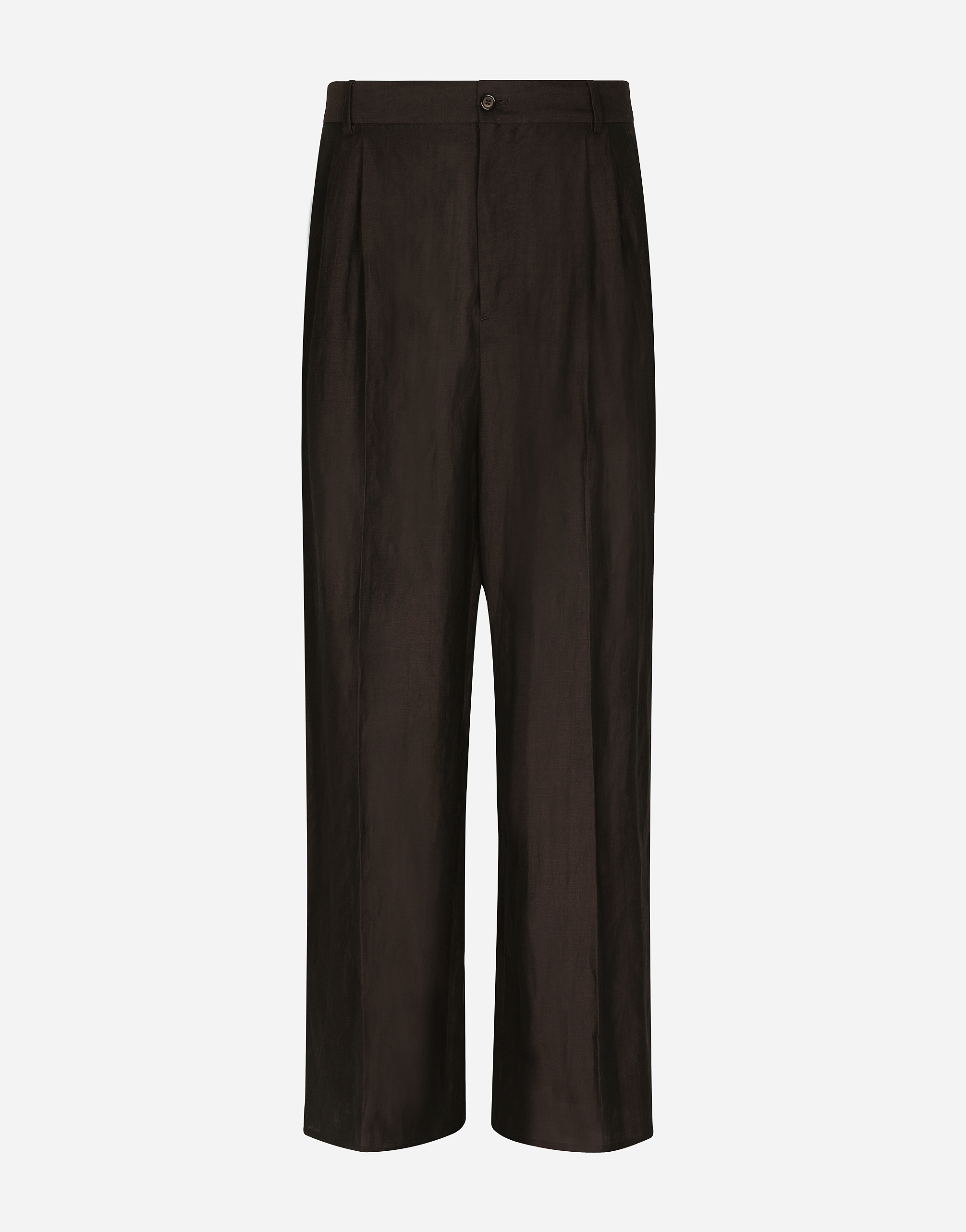 Tailored viscose and linen pants in Brown