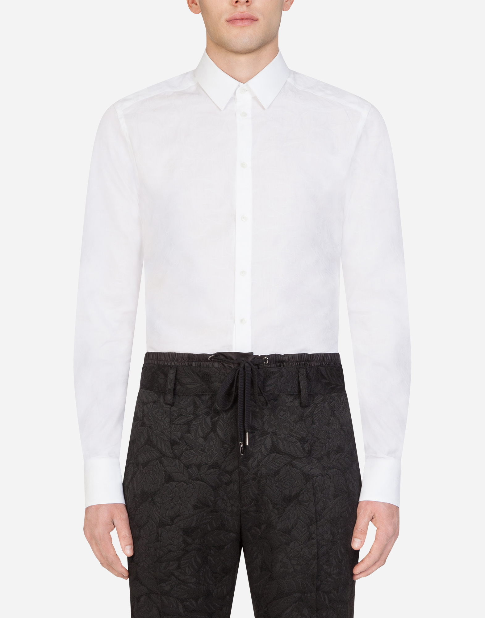 Cotton jacquard Martini shirt in White