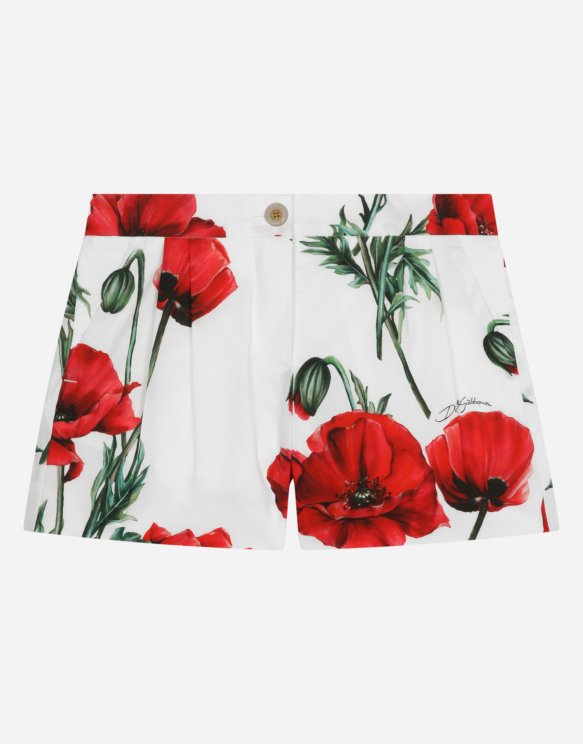 Poppy-print poplin shorts in Multicolor