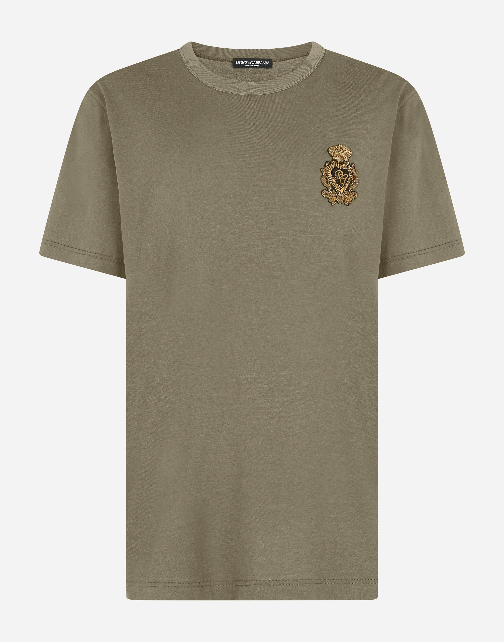Cotton t-shirt with heraldic patch in Green