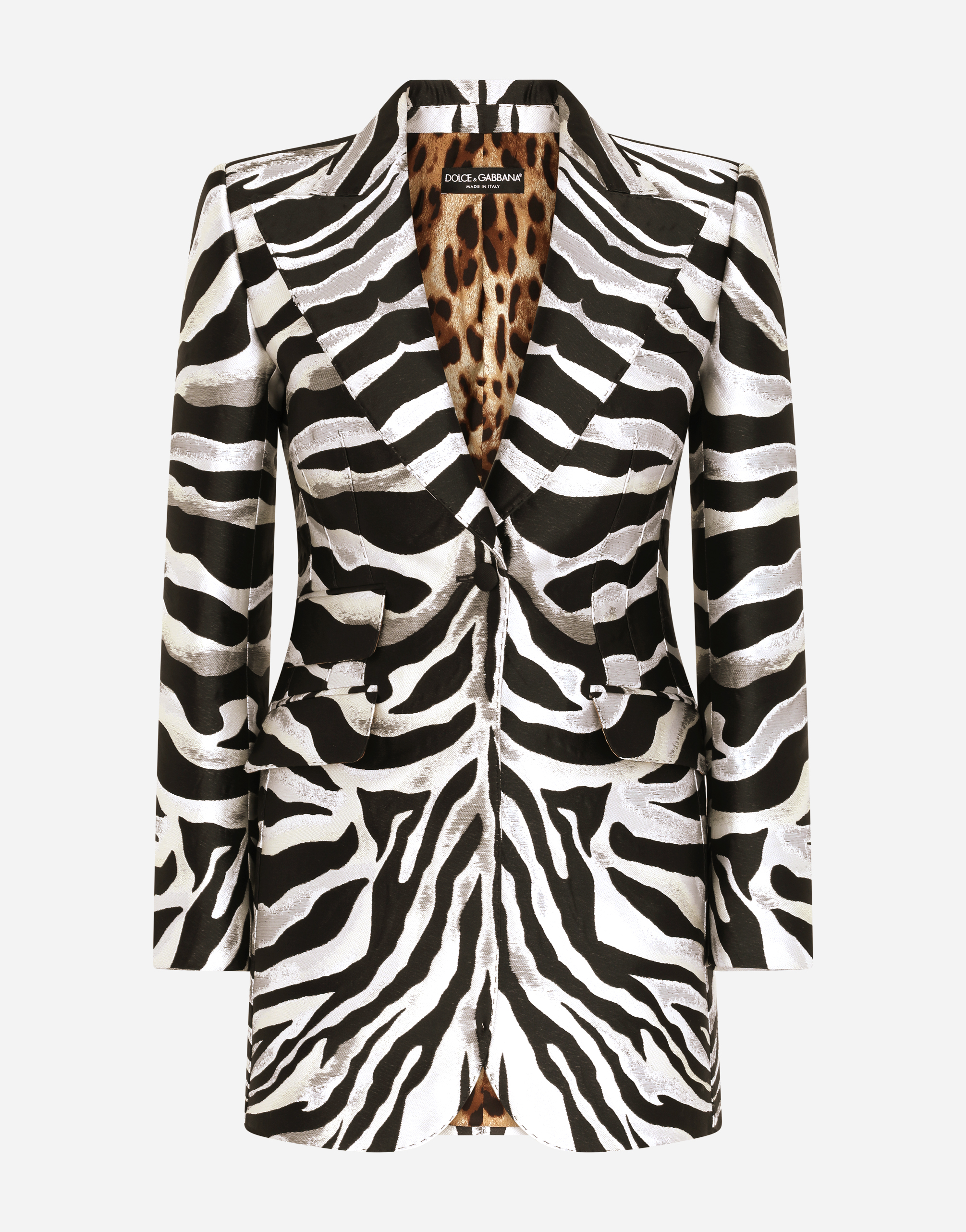 Zebra-design lamé jacquard Turlington jacket in Multicolor