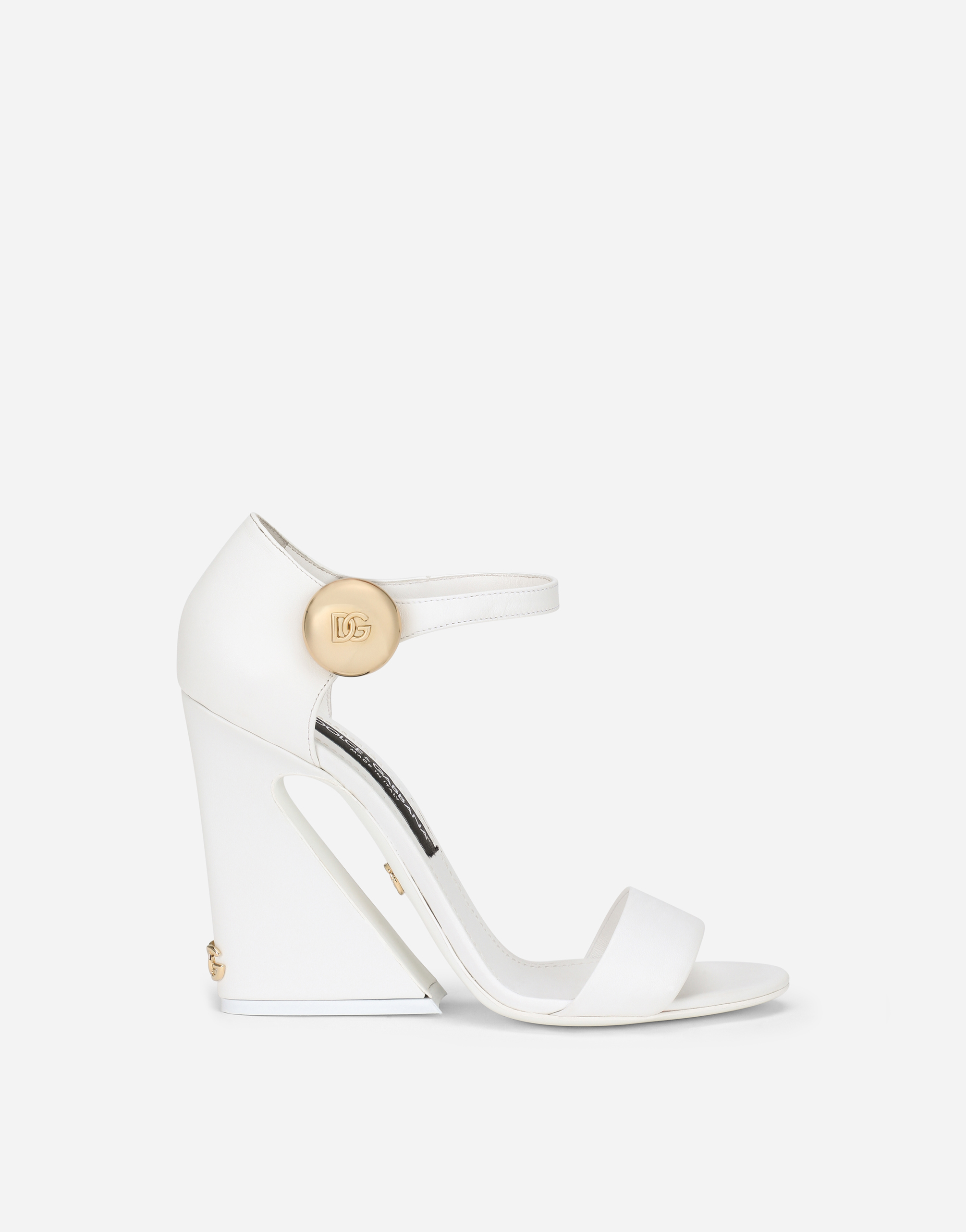 Nappa leather sandals with geometric heel in White