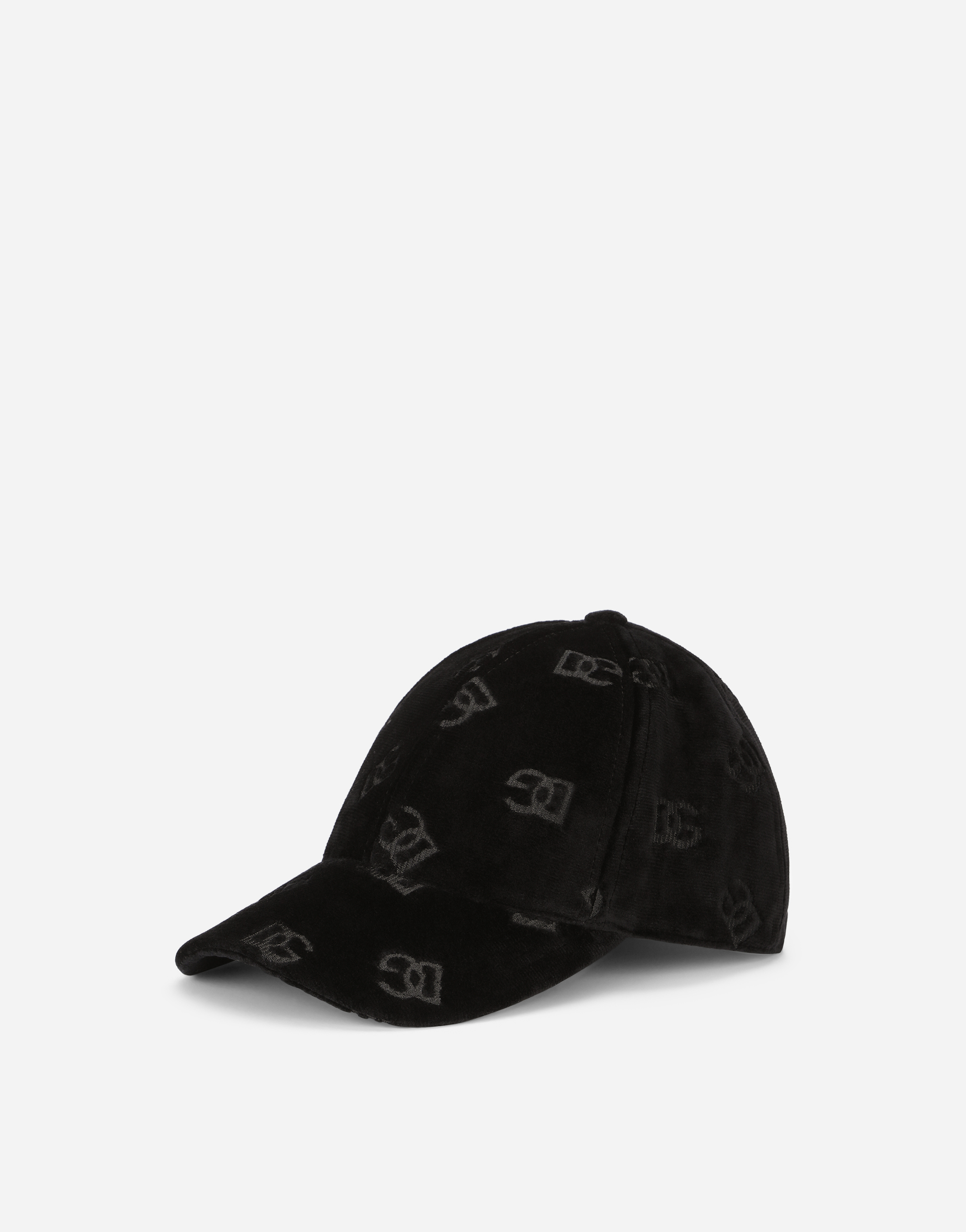 Velvet baseball cap with jacquard DG logo in Black