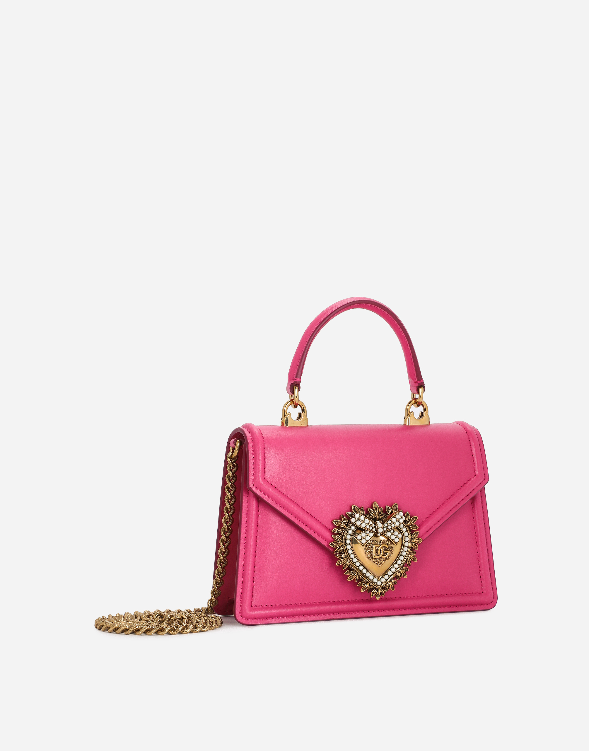 Shop Dolce & Gabbana Small Calfskin Devotion Bag In Pink