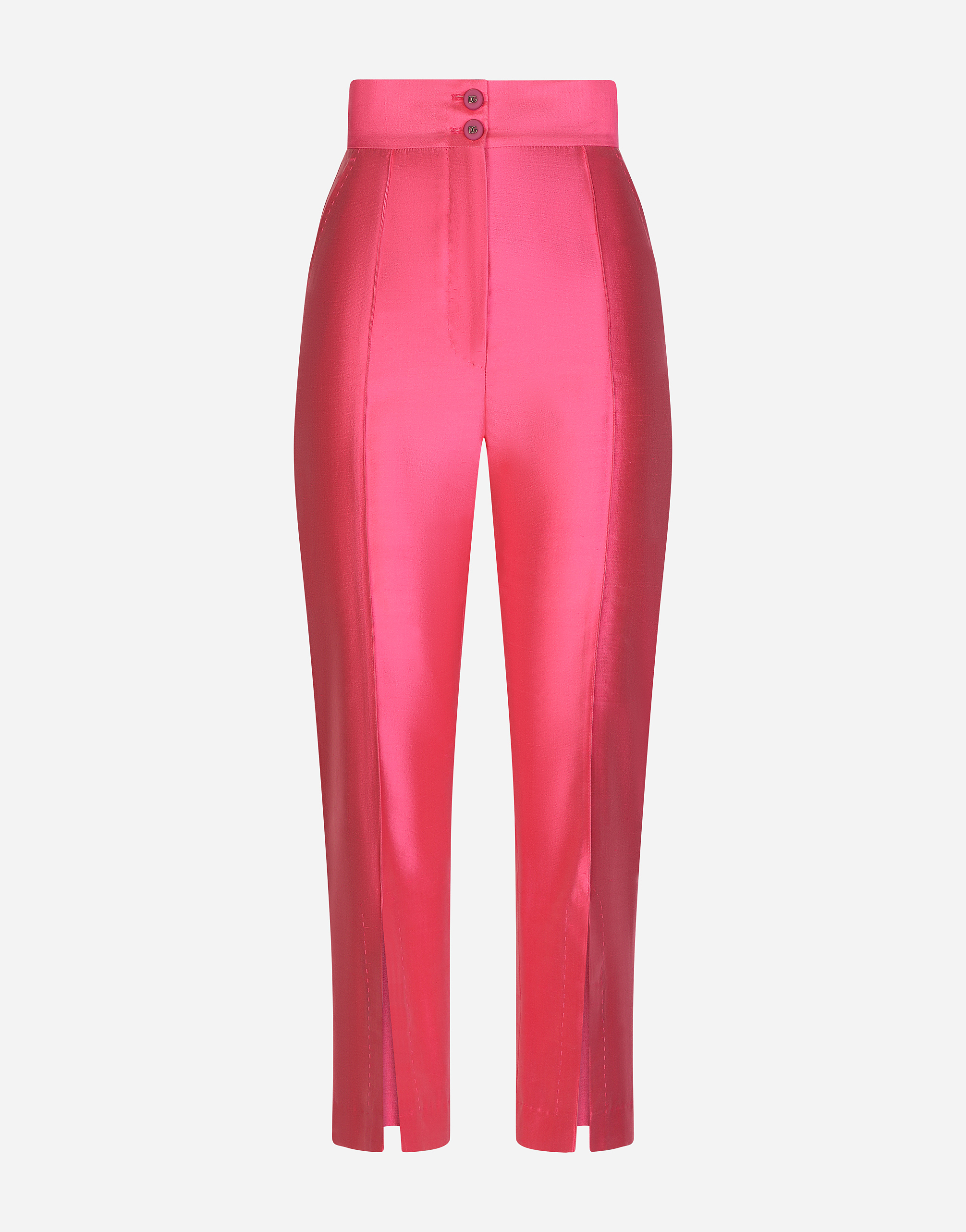 Mikado pants with ankle slits in Fuchsia