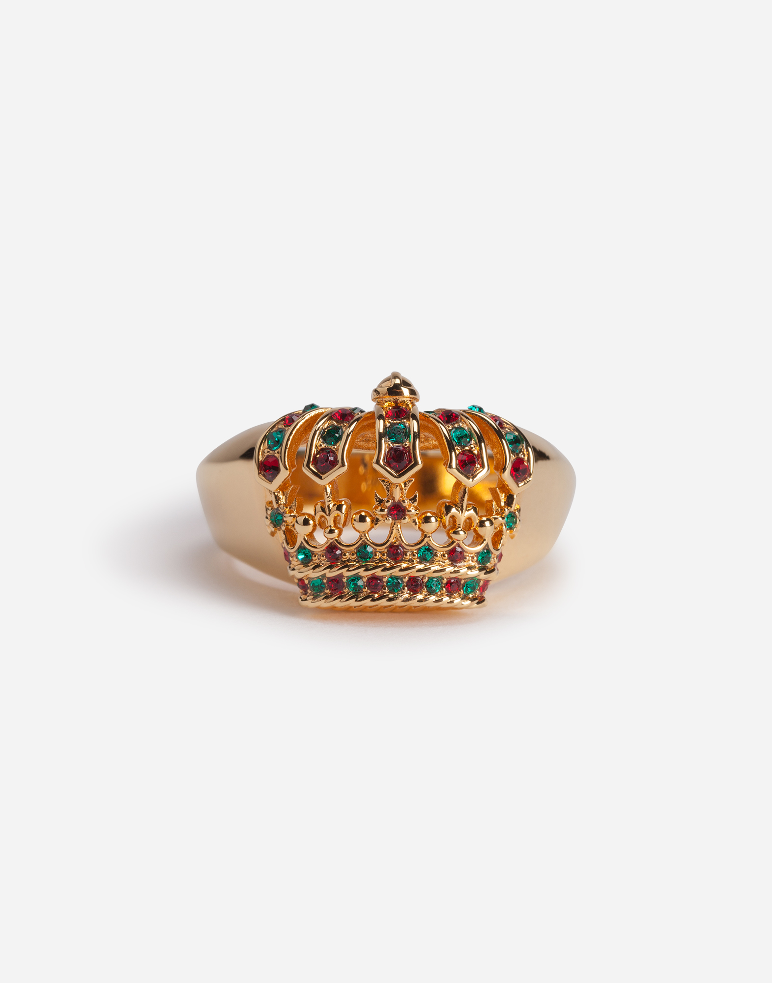 Metal ring with crown and rhinestones in Multicolor