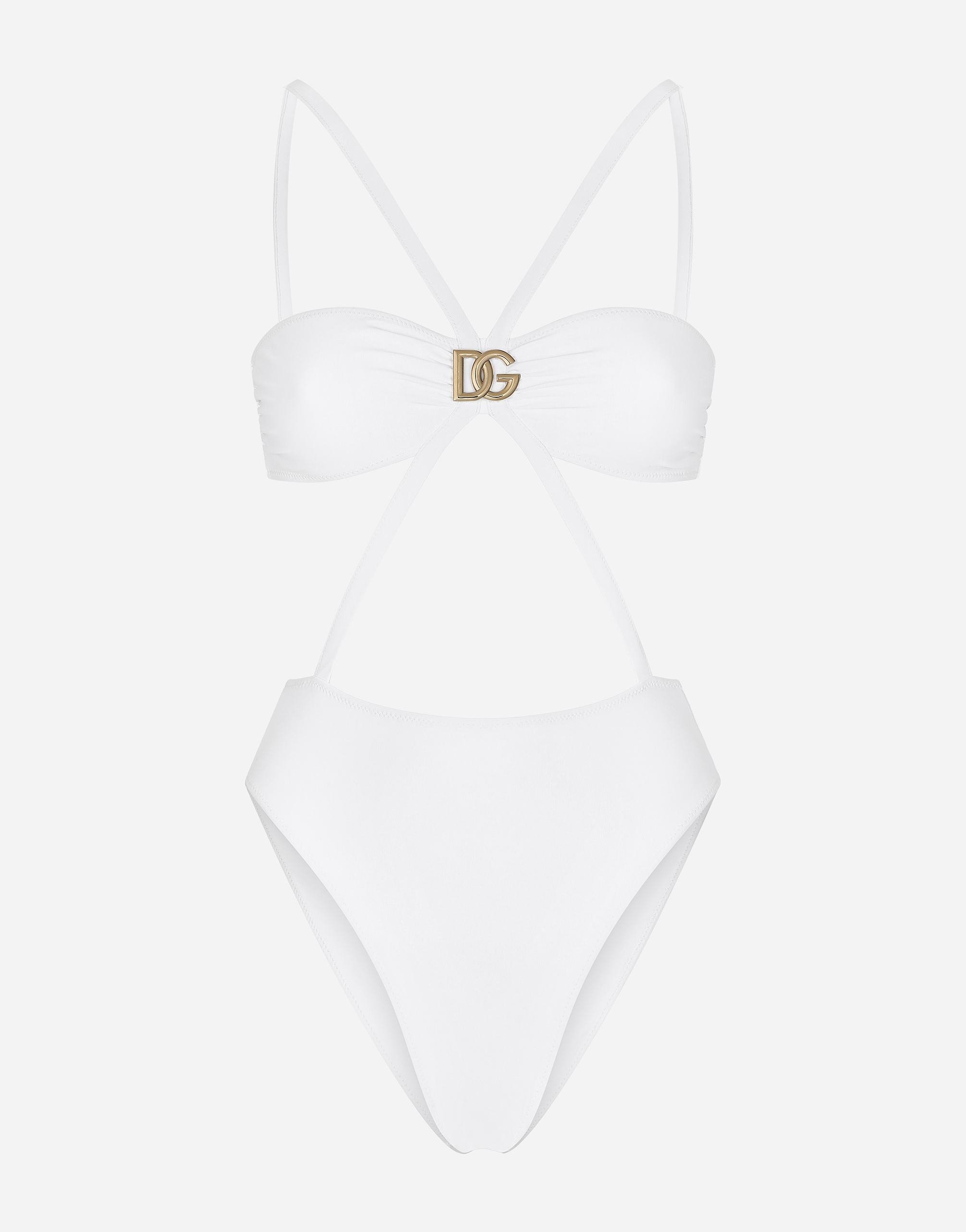 One-piece swimsuit with DG logo and laces in White