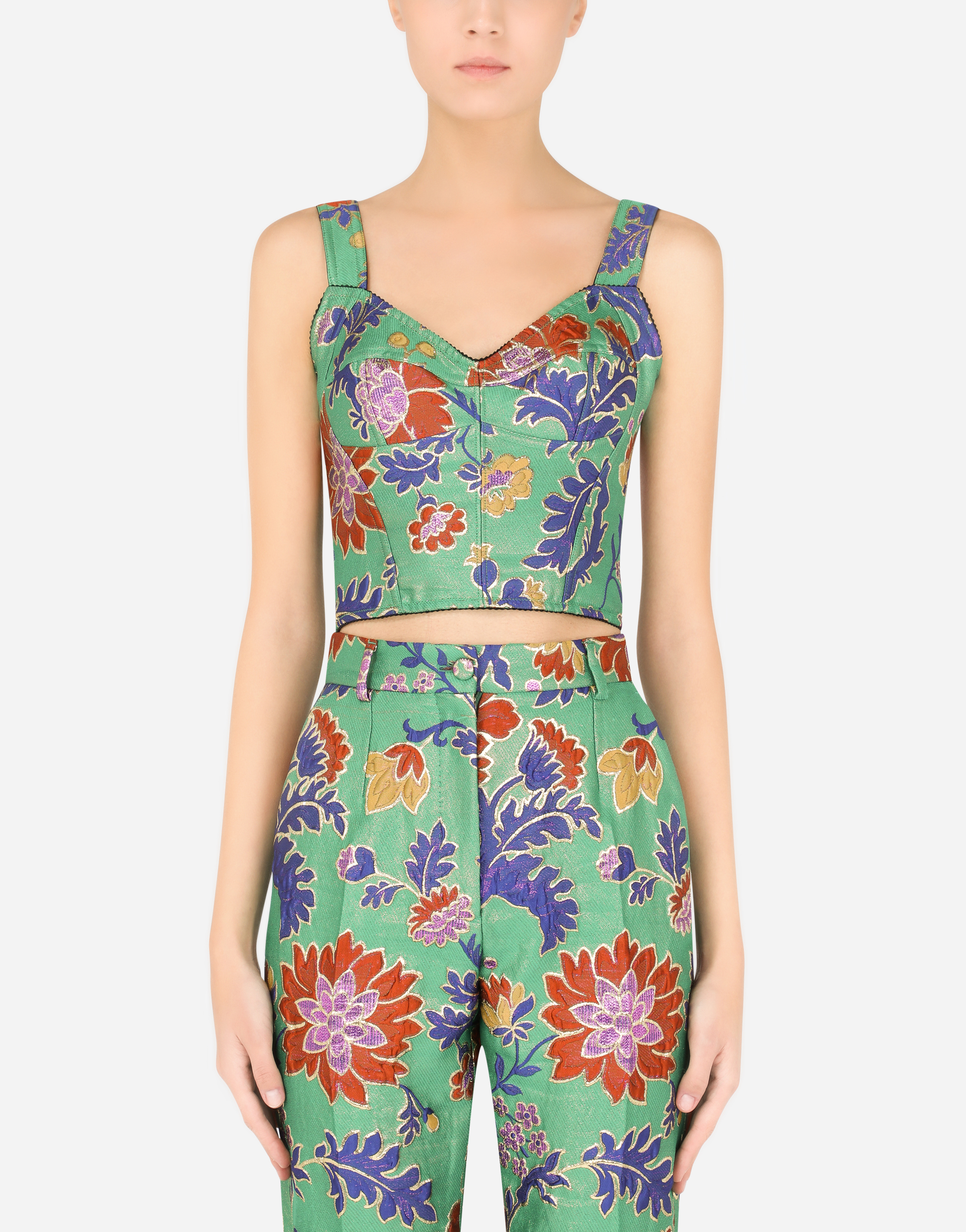 Floral jacquard corset top in Multicolor for Women | Dolce&Gabbana®