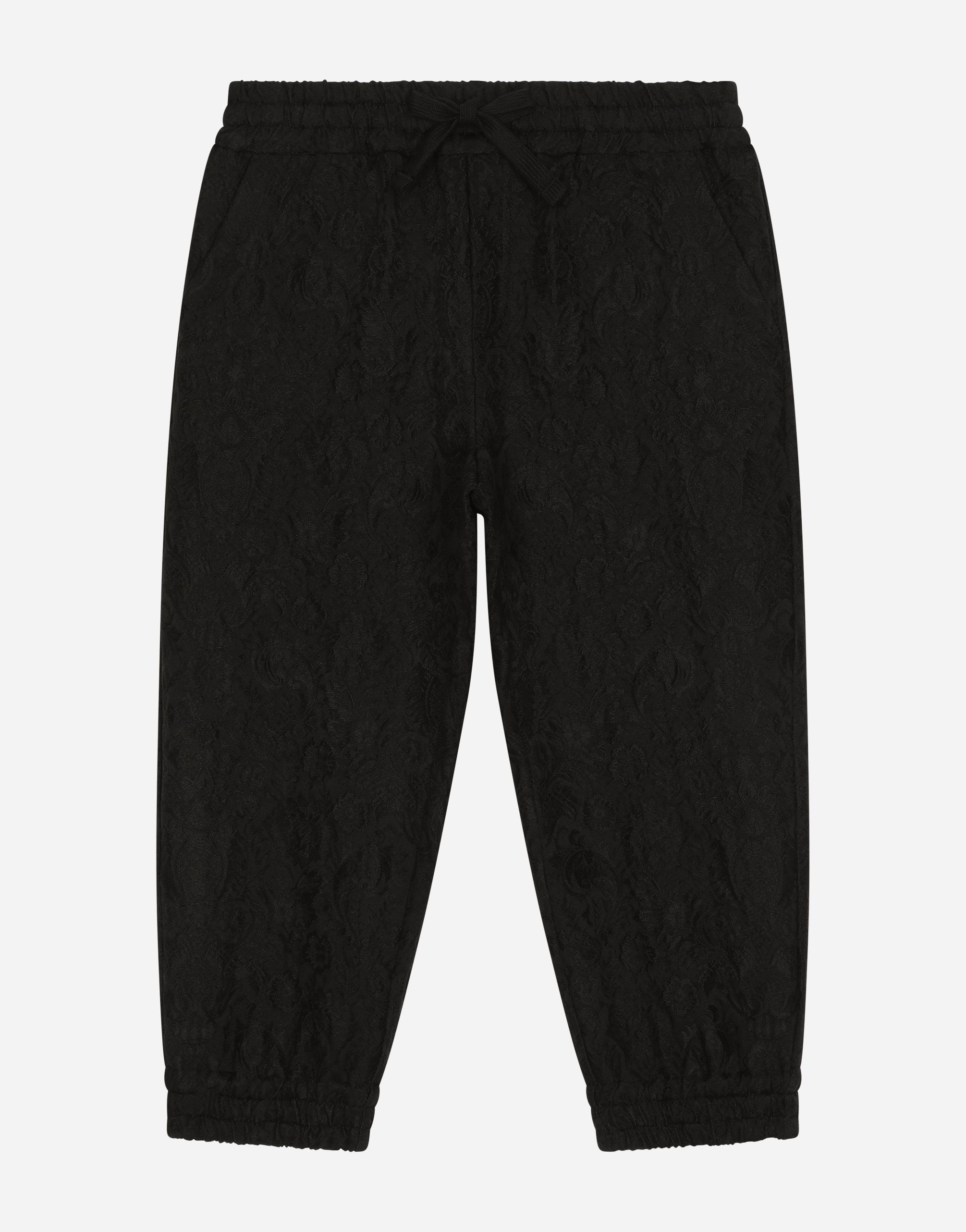 Brocade jogging pants with logo tag in Black