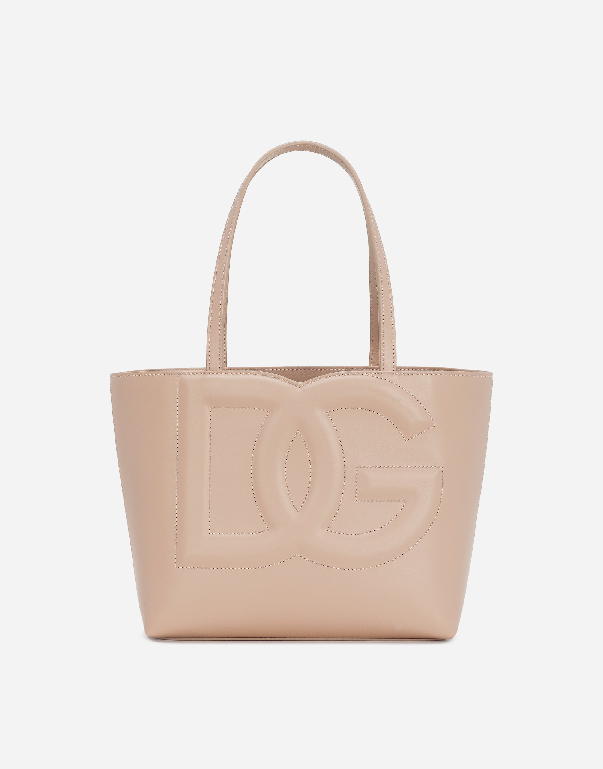 Small calfskin DG Logo shopper in Pale Pink