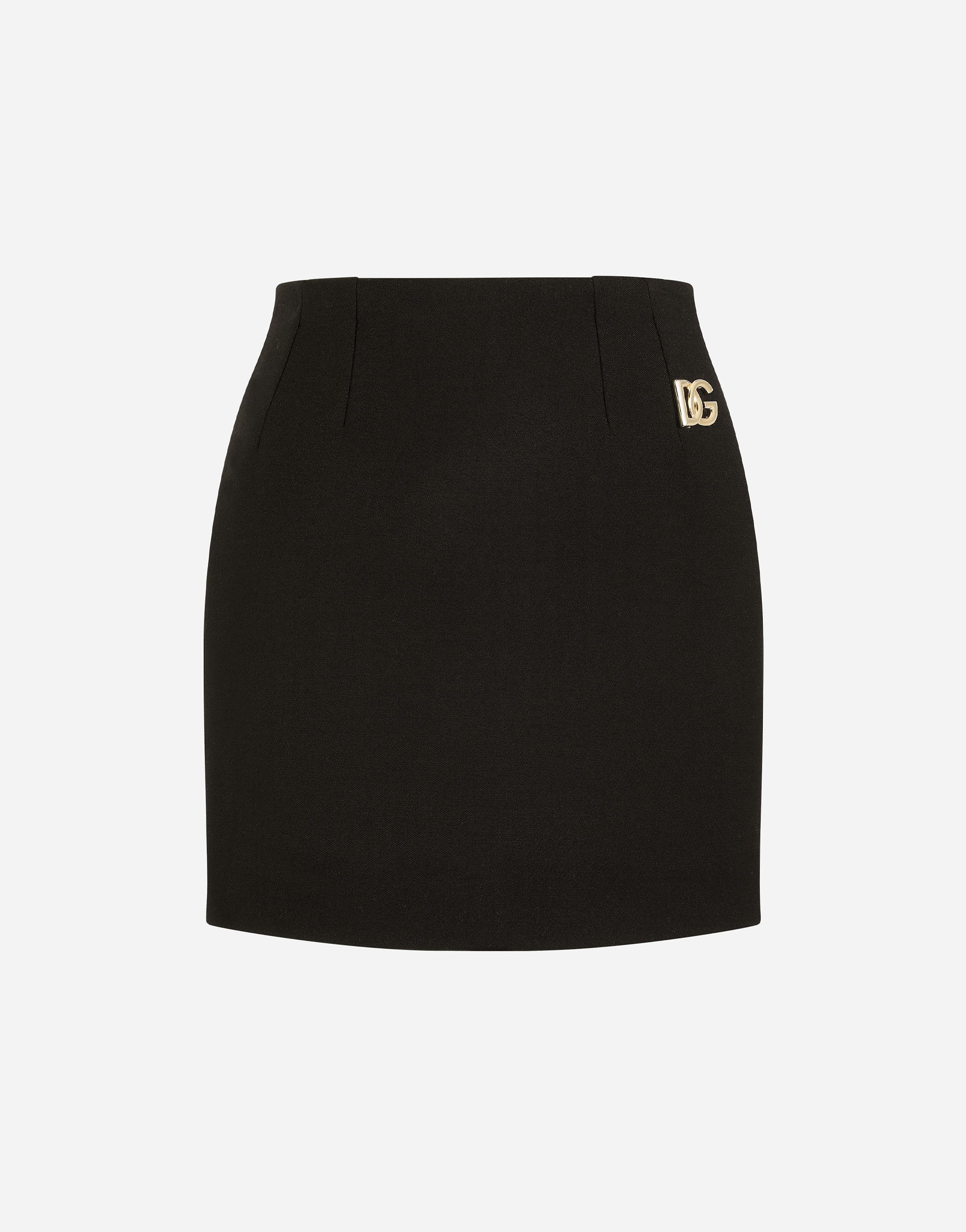 Double crepe miniskirt with DG embellishment in Black