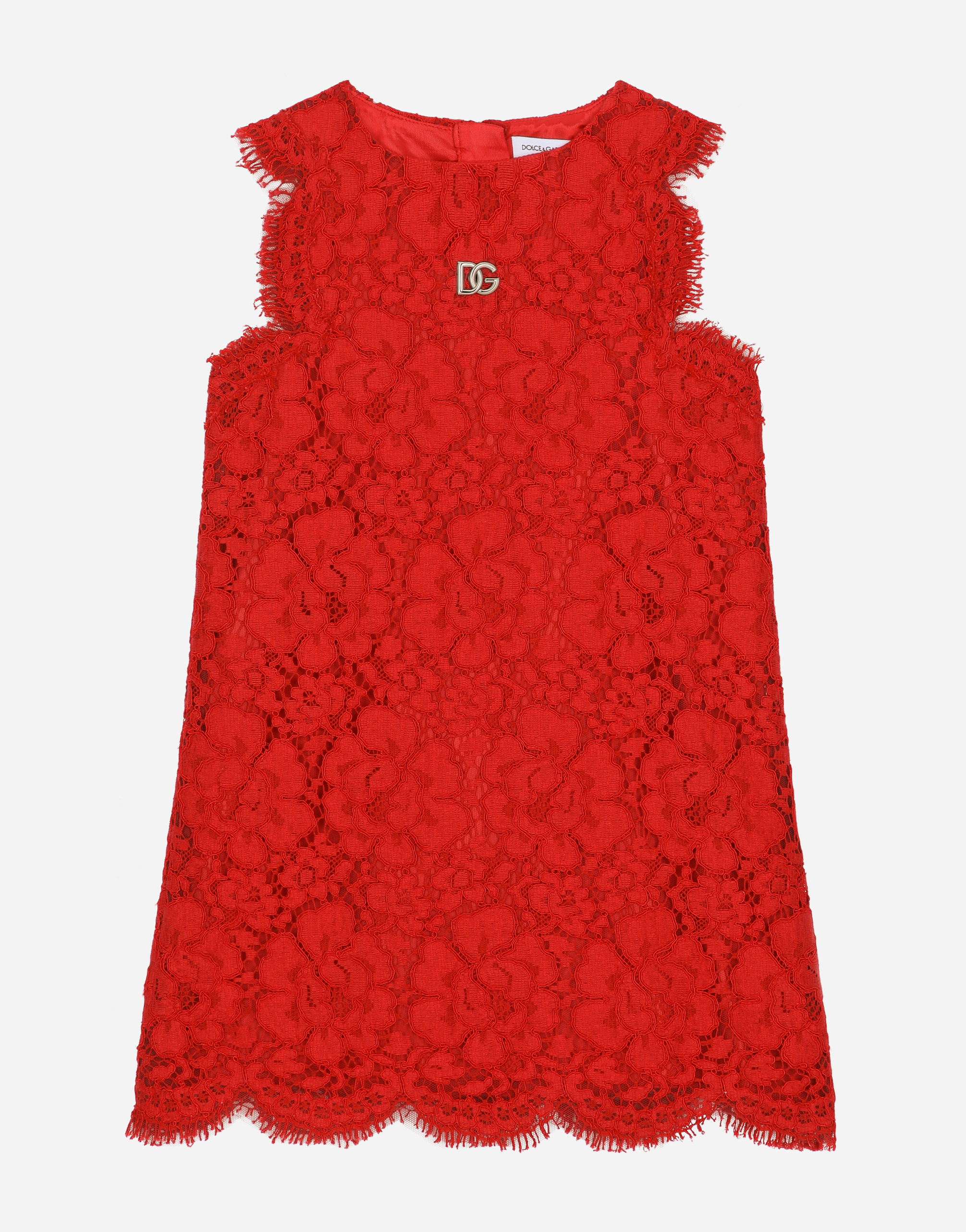 Cordonetto lace midi dress in Red