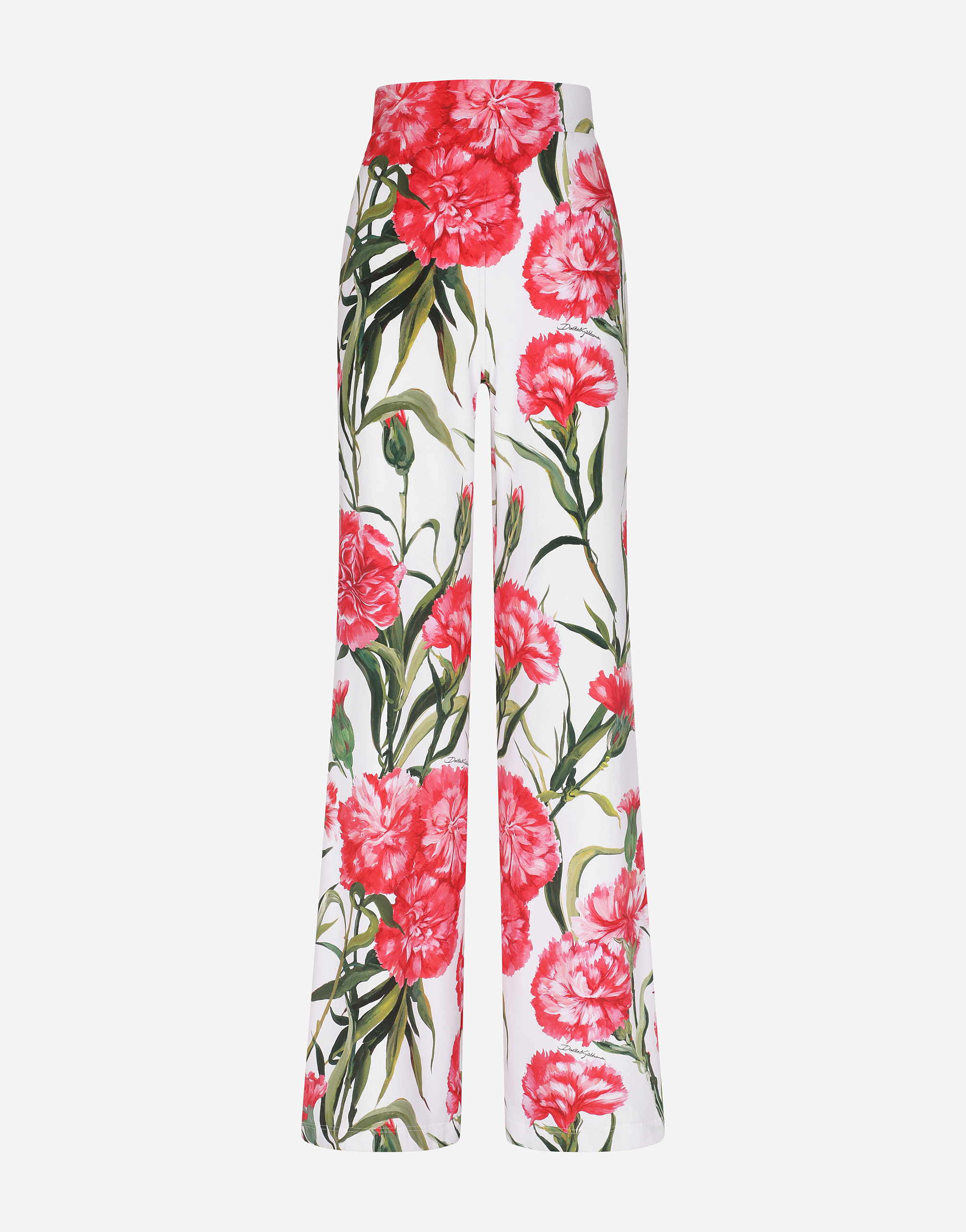 Flared carnation-print jersey pants in Multicolor