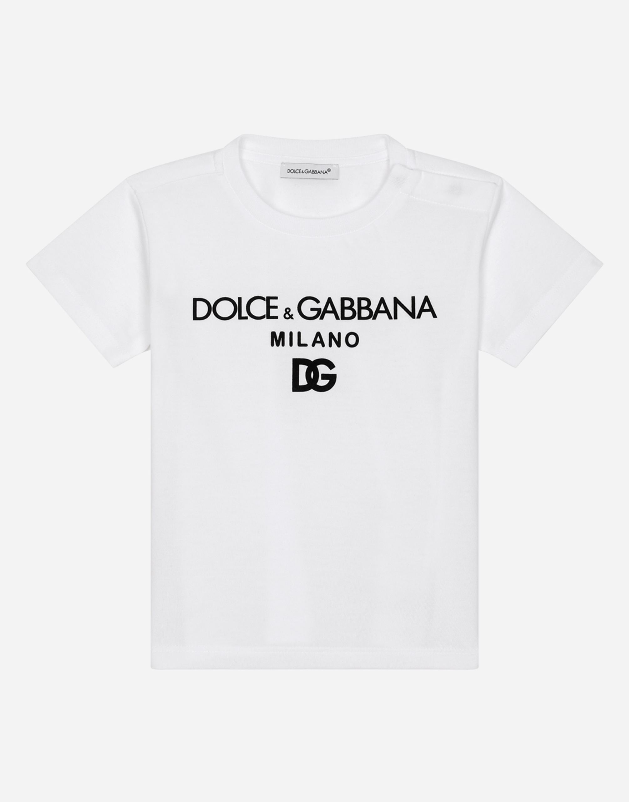 Jersey T-shirt with metal DG Milano logo in White