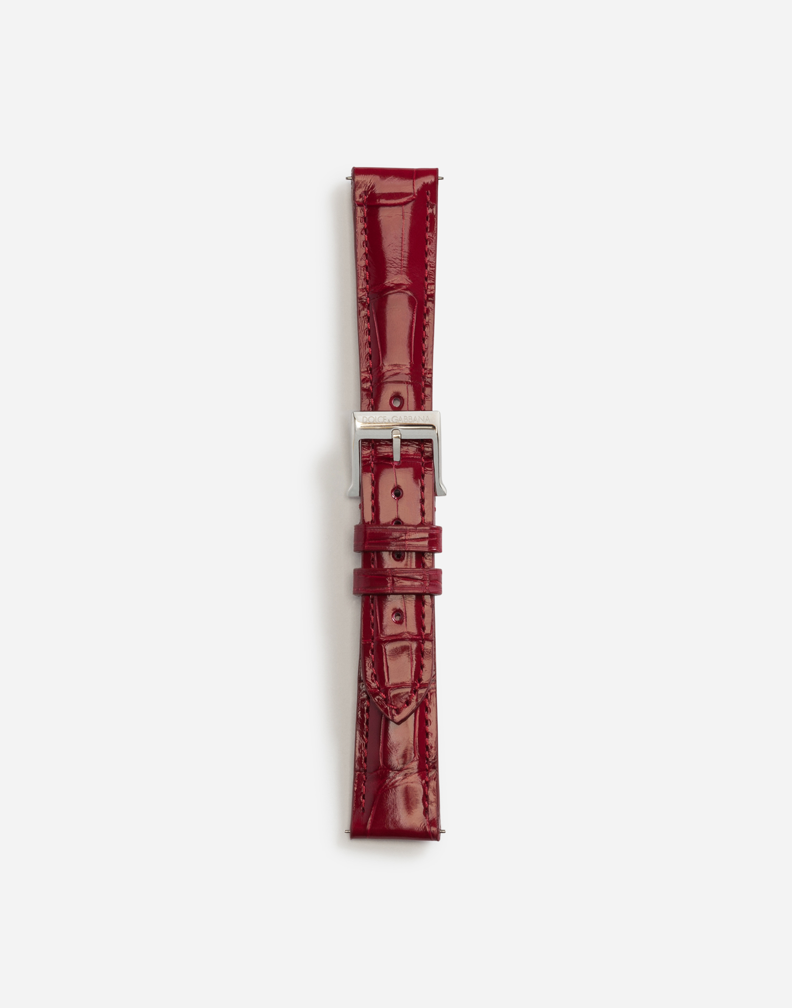 Alligator strap with buckle and hook in steel in Red
