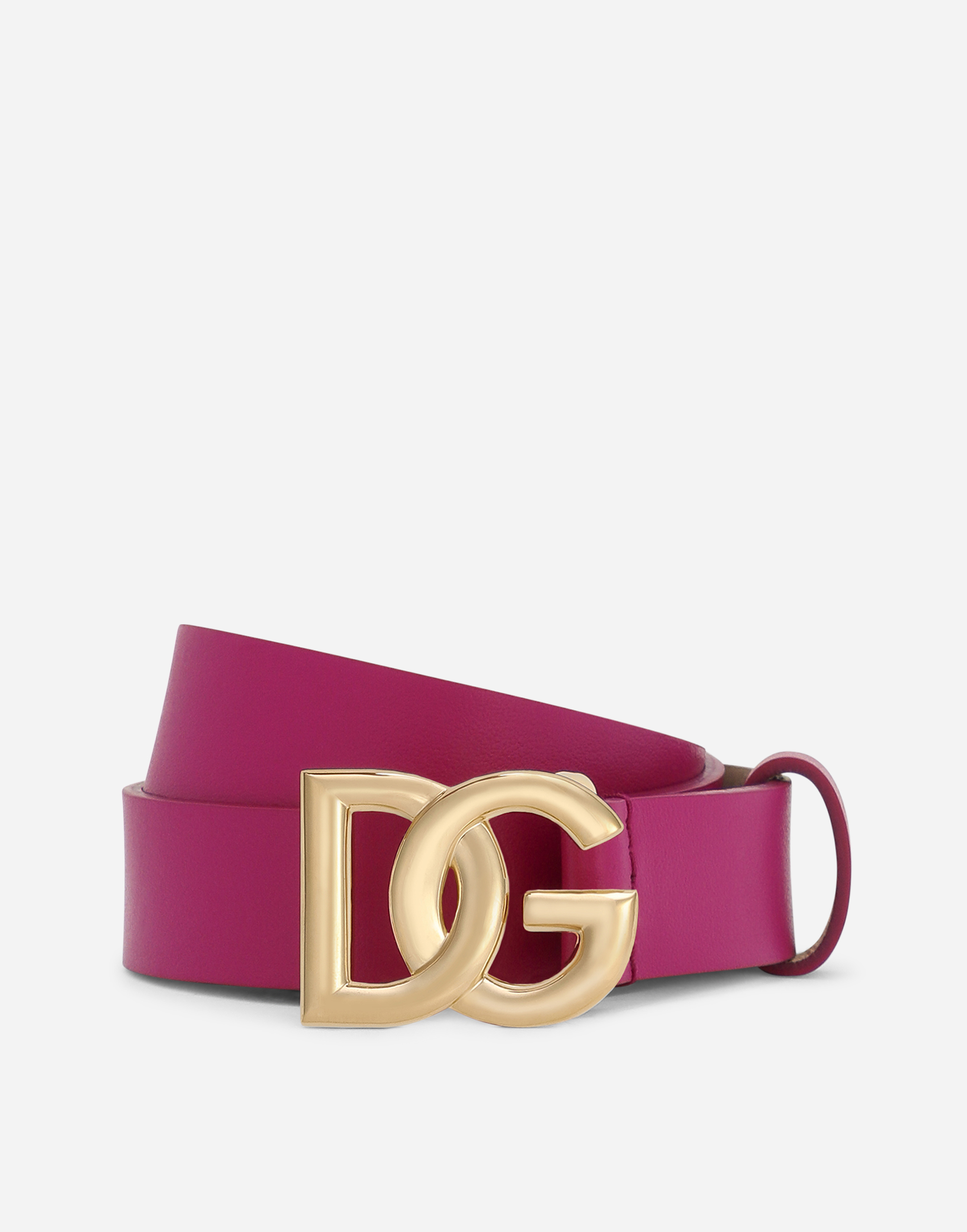 Calfskin nappa leather belt with DG logo in Purple