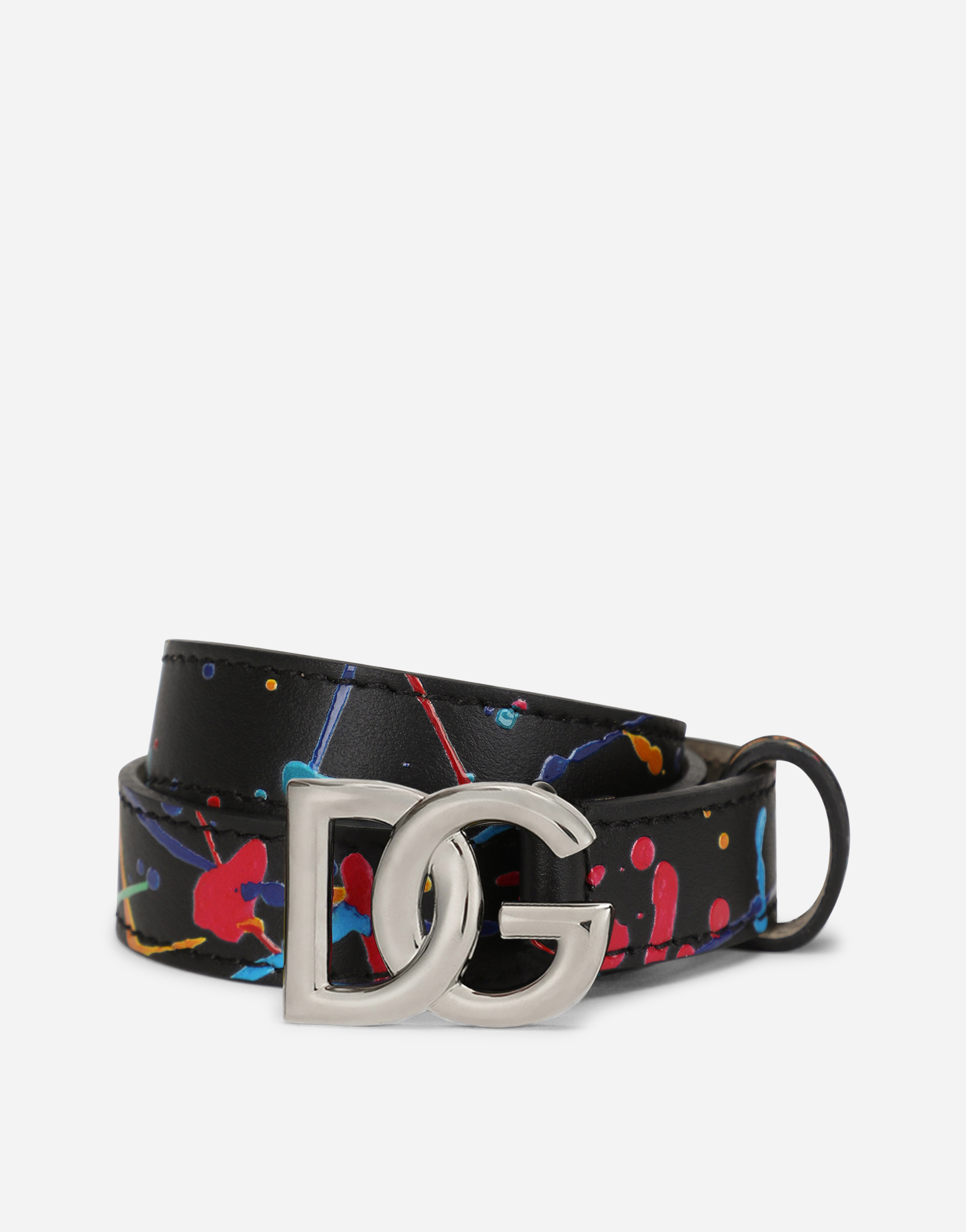Belt with color splash print and DG buckle in Multicolor