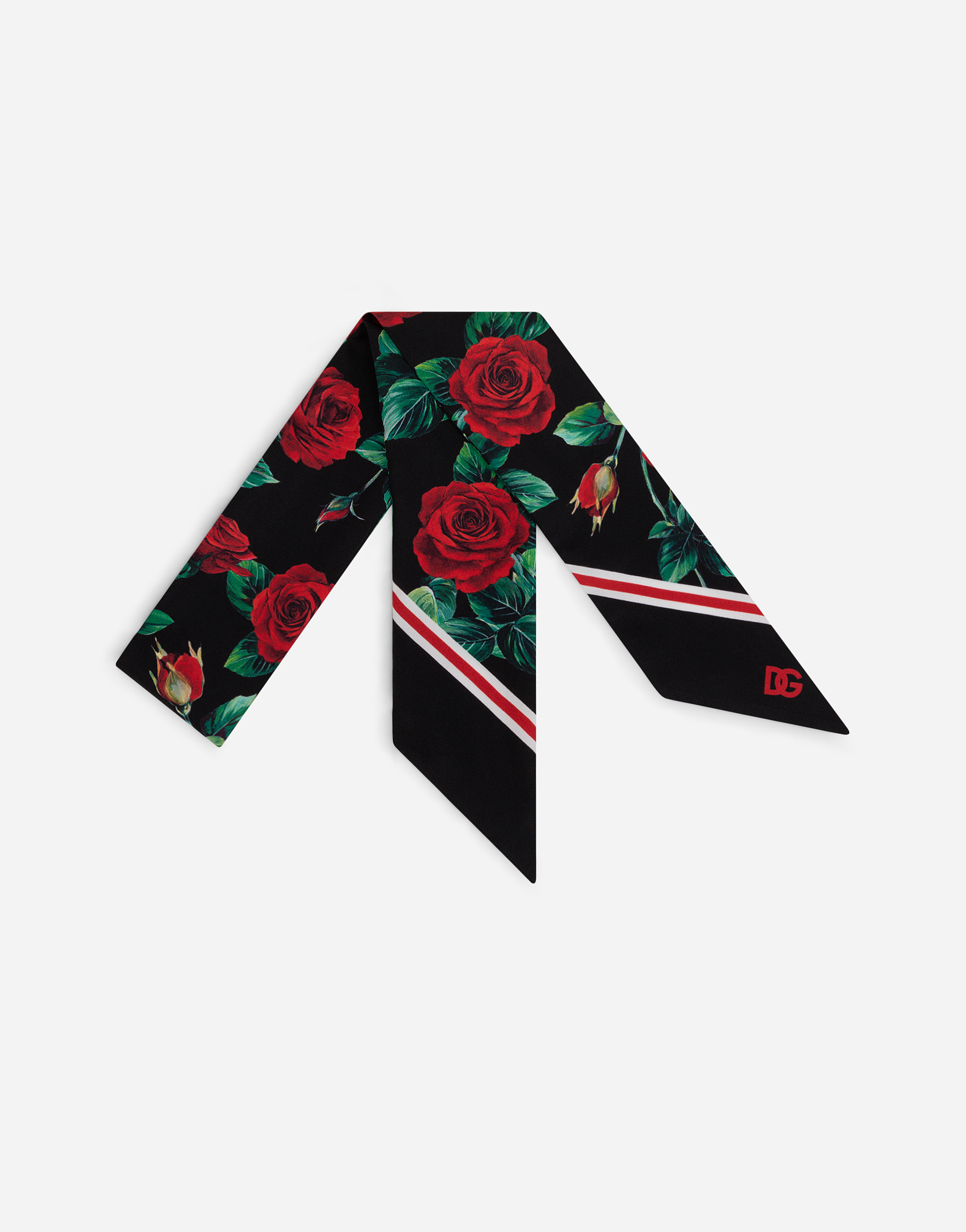 Rose-print silk scarf in Multicolor