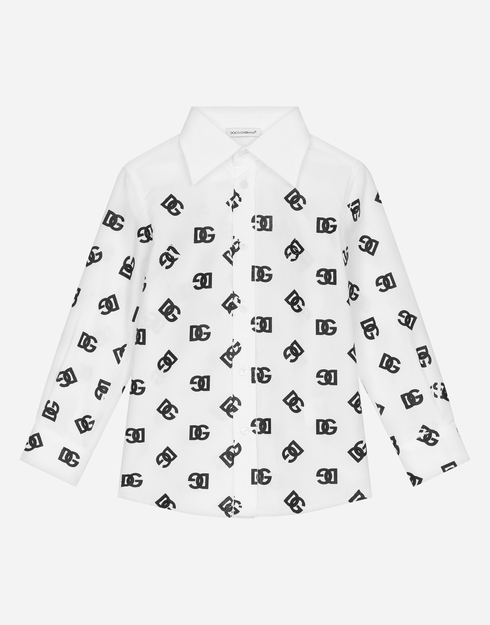 Poplin shirt with DG logo print in White