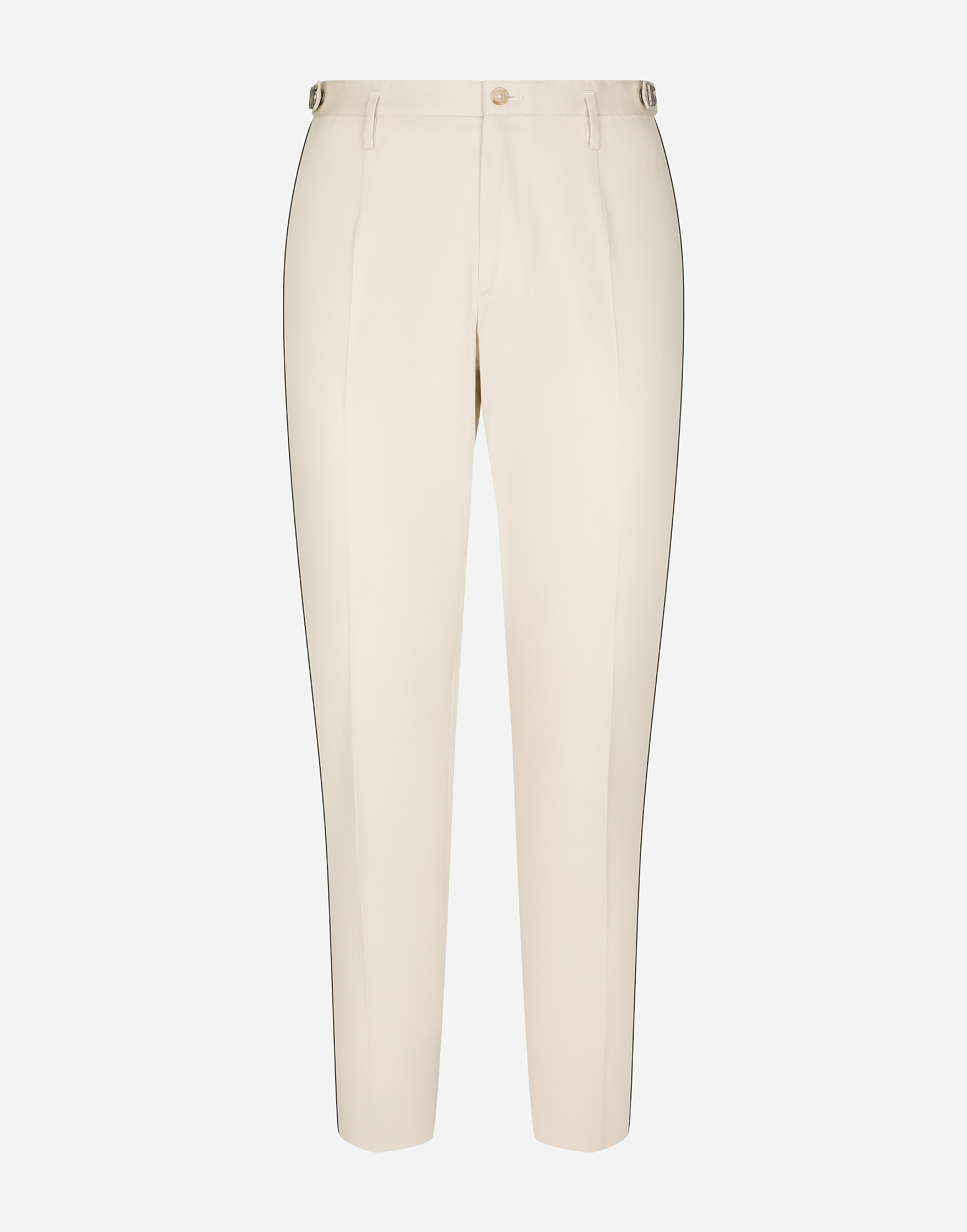 Stretch cotton pants with DG hardware in Beige
