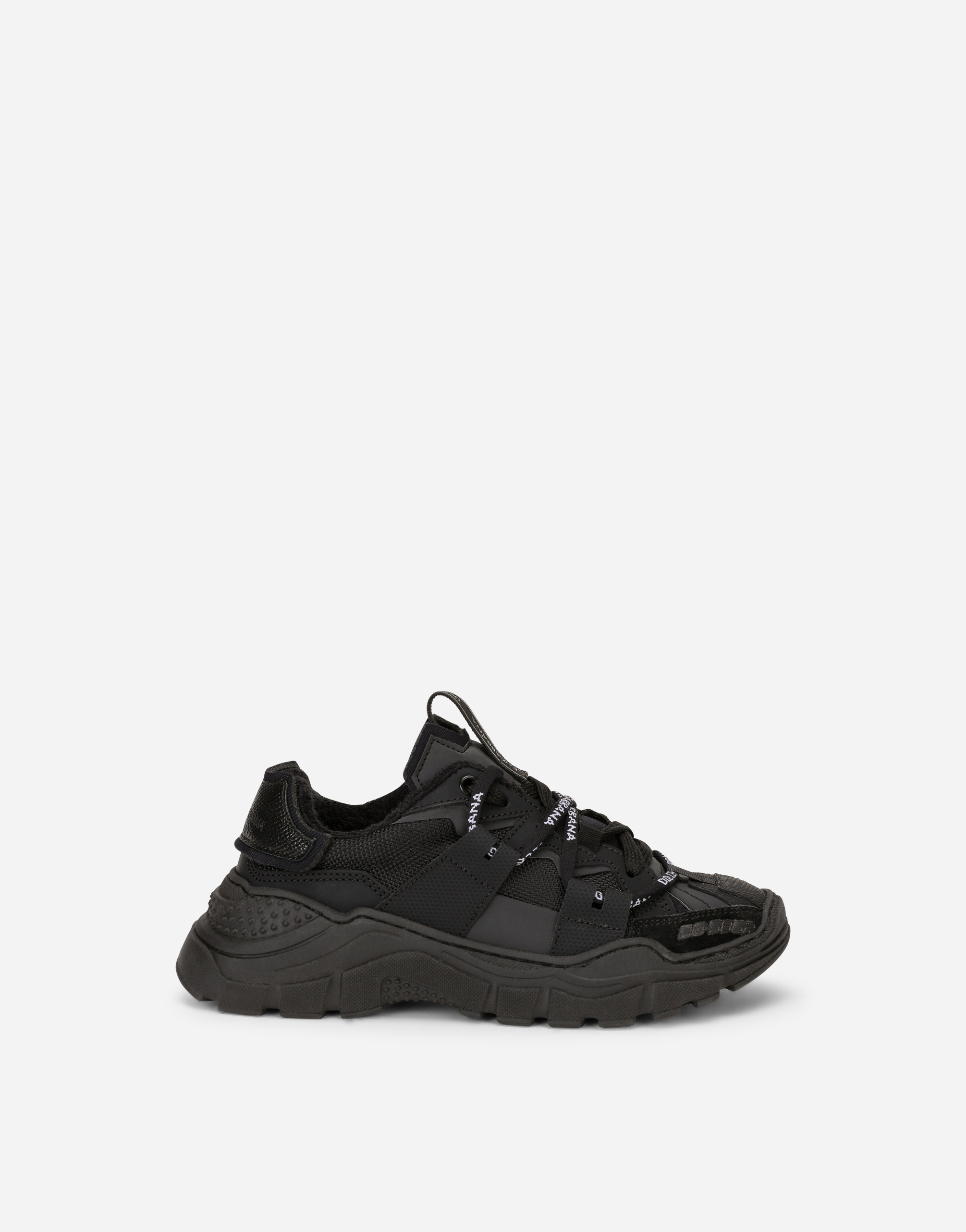 Nylon and calfskin Space sneakers in Black