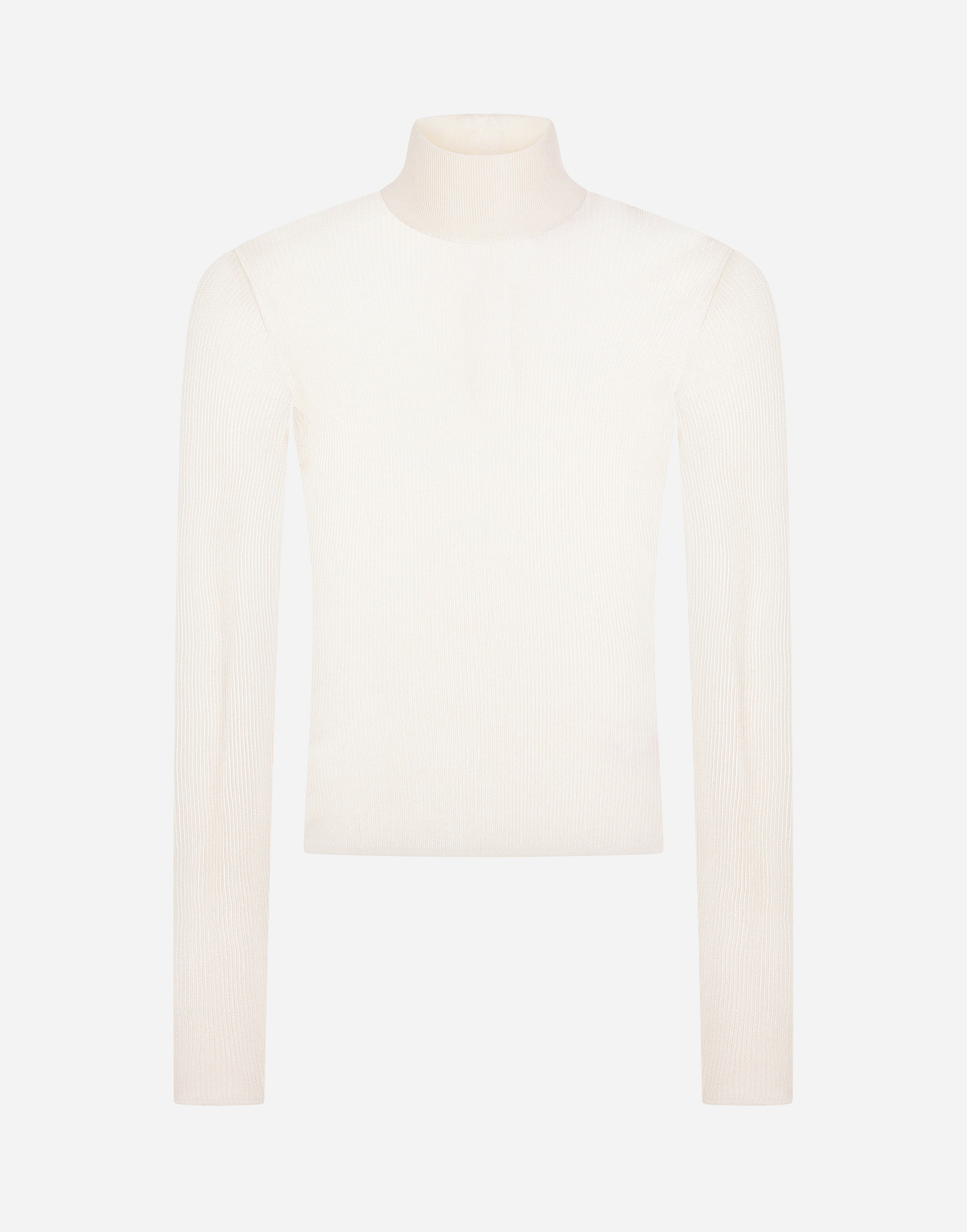 Ribbed viscose turtle-neck sweater in White