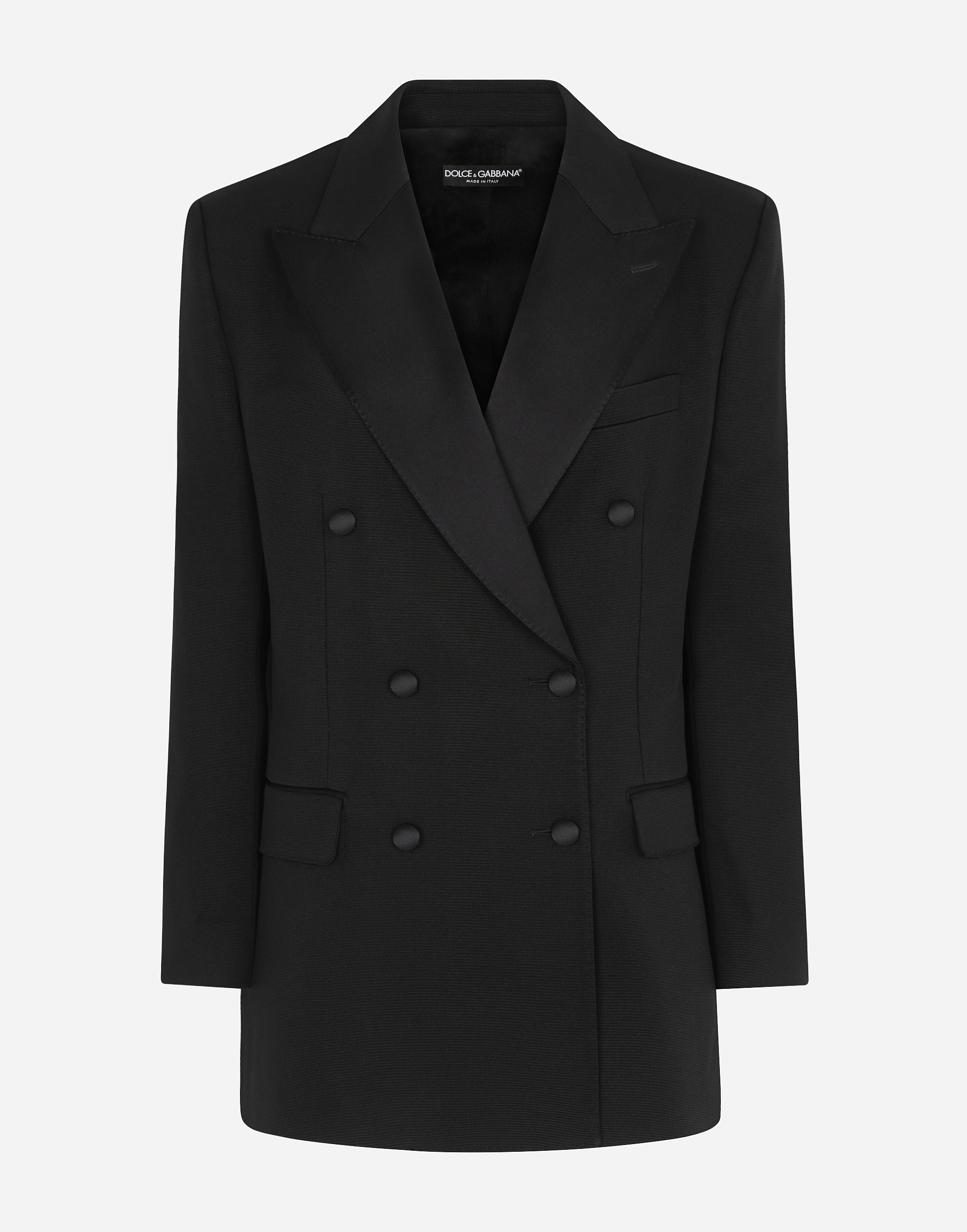 Double-breasted faille tuxedo jacket in Black