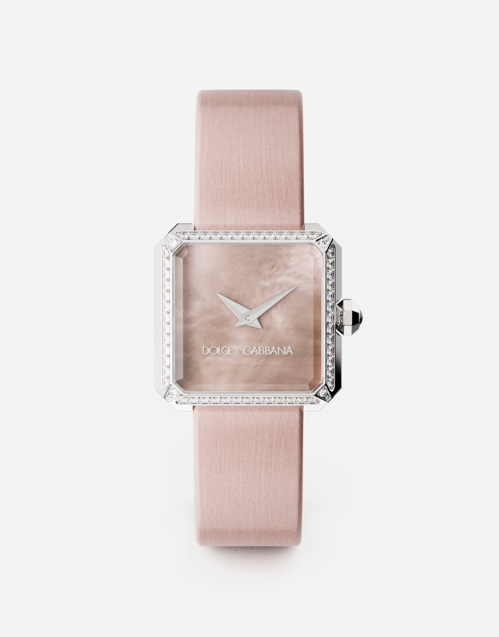 Steel watch with diamonds in Antique pink