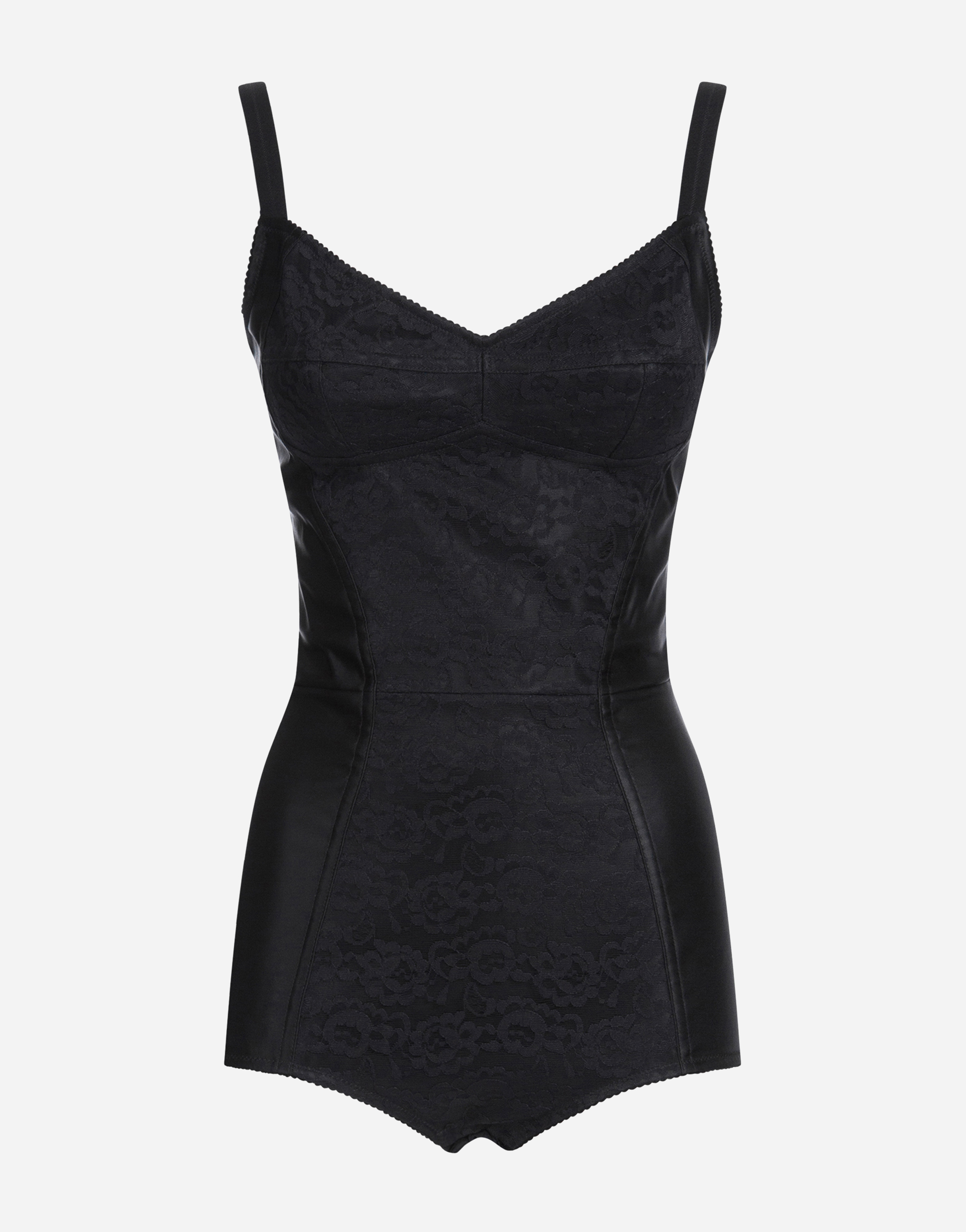 Elasticated corset-style bodysuit in Black