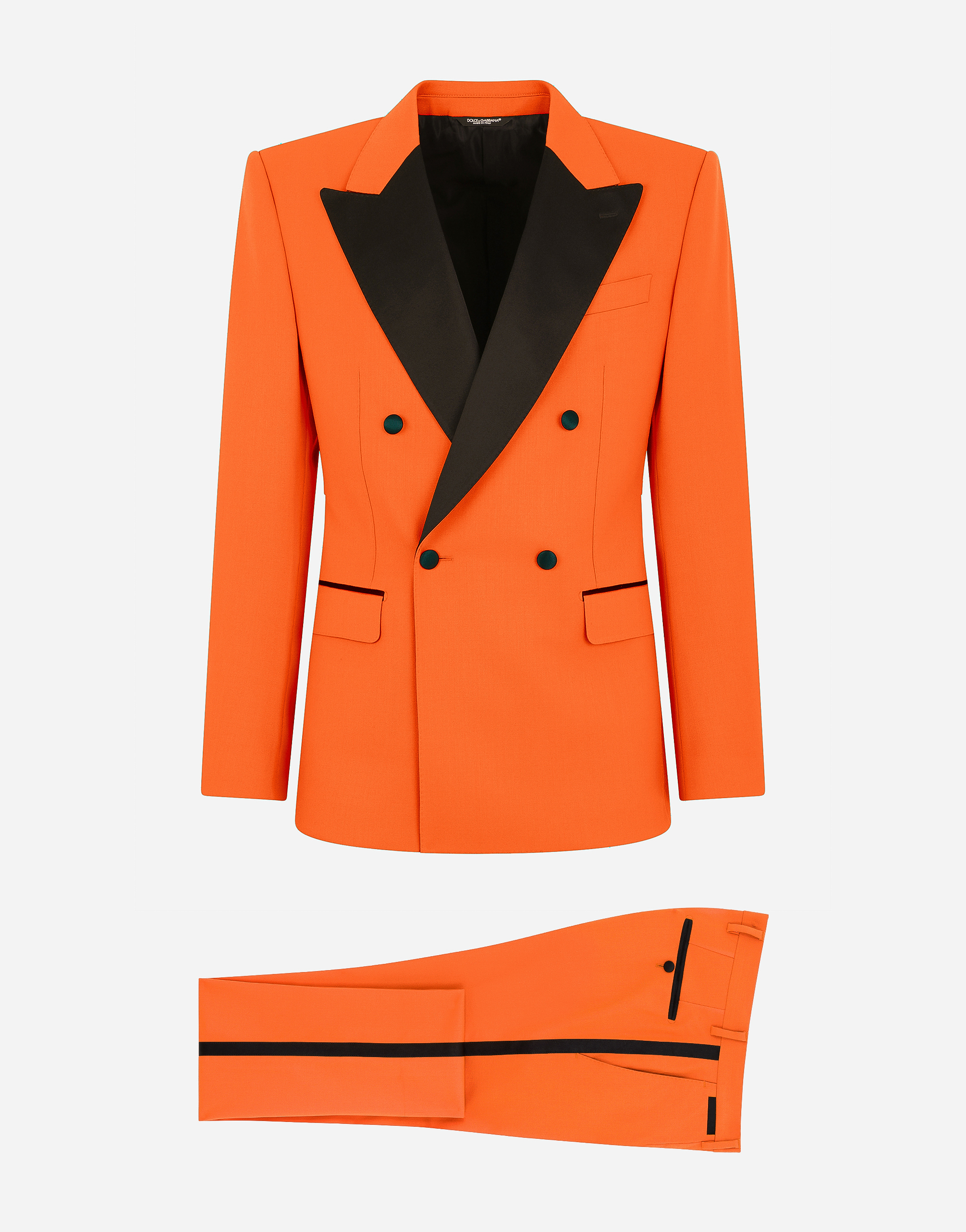 Double-breasted stretch wool Sicilia-fit tuxedo suit in Orange
