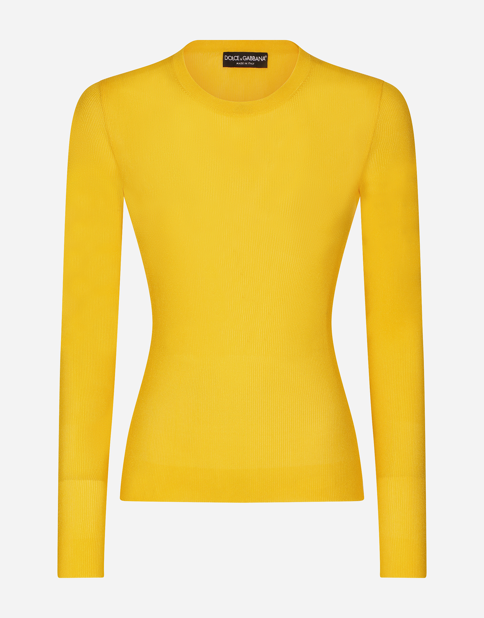 Fine-rib sweater in Yellow