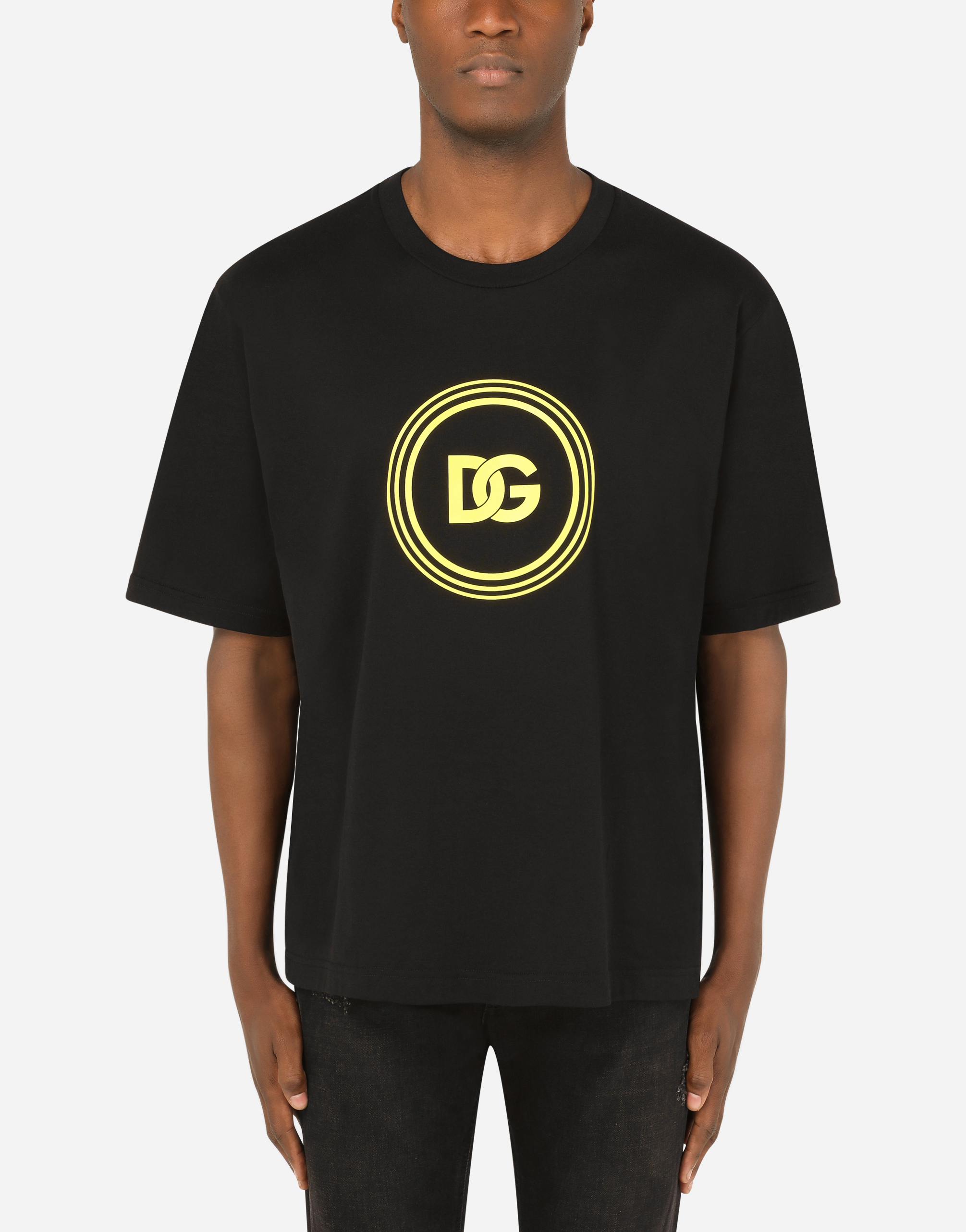 Cotton T-shirt with DG logo print in Multicolor