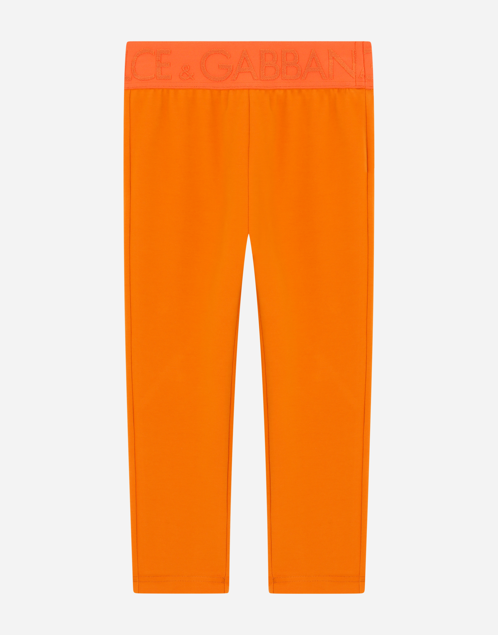 Interlock leggings with branded elastic in Orange