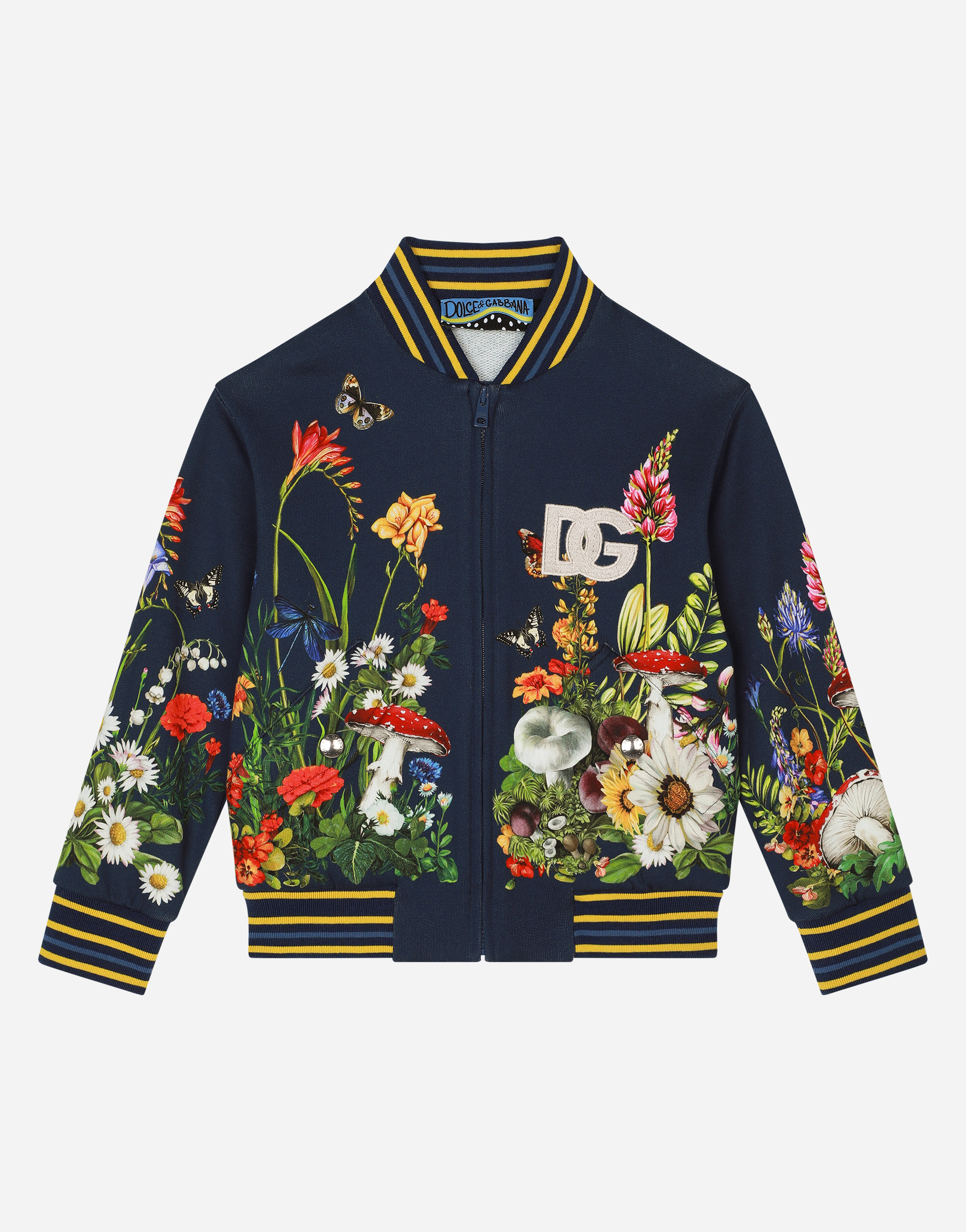 Zip-up jersey sweatshirt with rabbit print in Multicolor