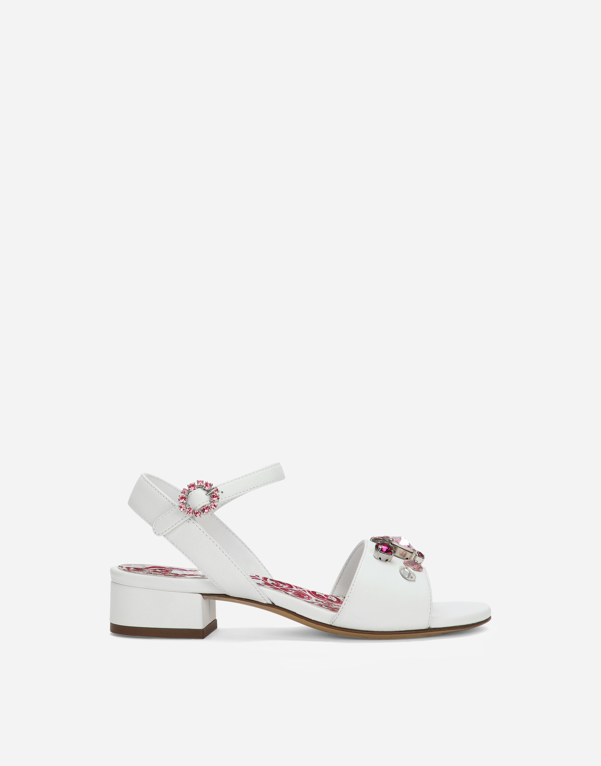 Nappa leather sandals with embroidery in Multicolor