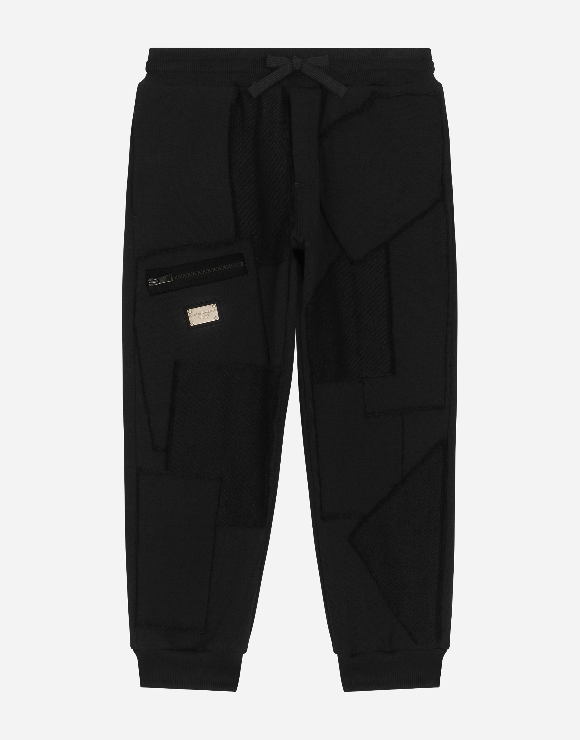 Dolce & Gabbana Jersey Jogging Pants With Patchwork In Black