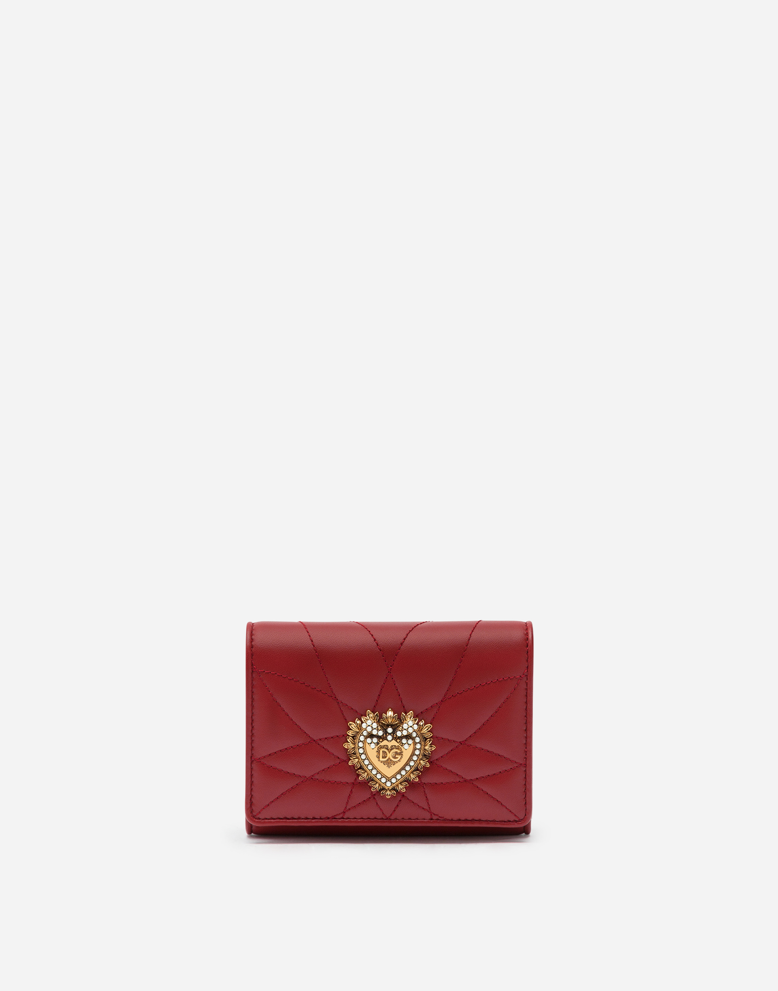Small continental Devotion wallet in quilted nappa leather in Red