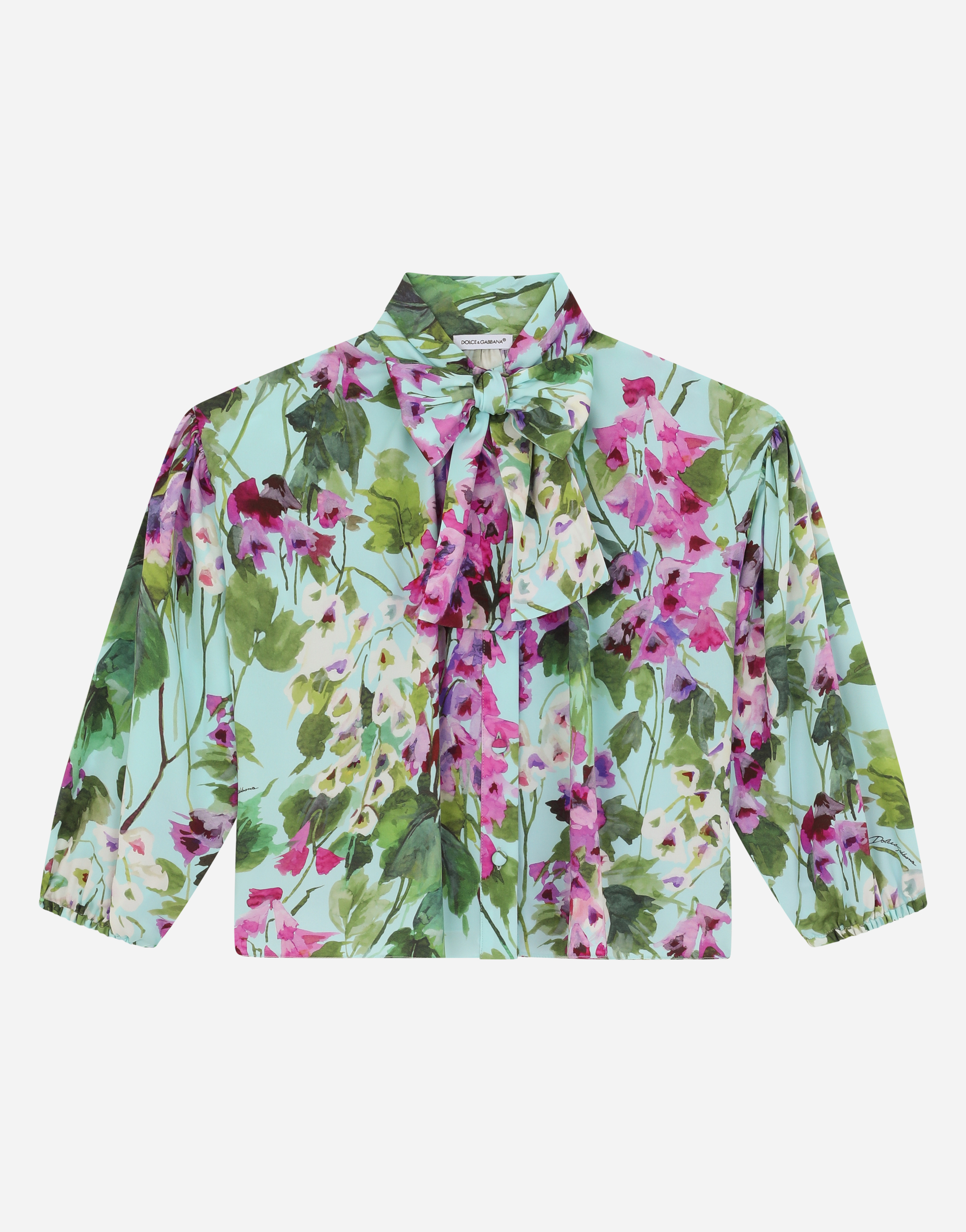 Bluebell-print silk shirt in Multicolor