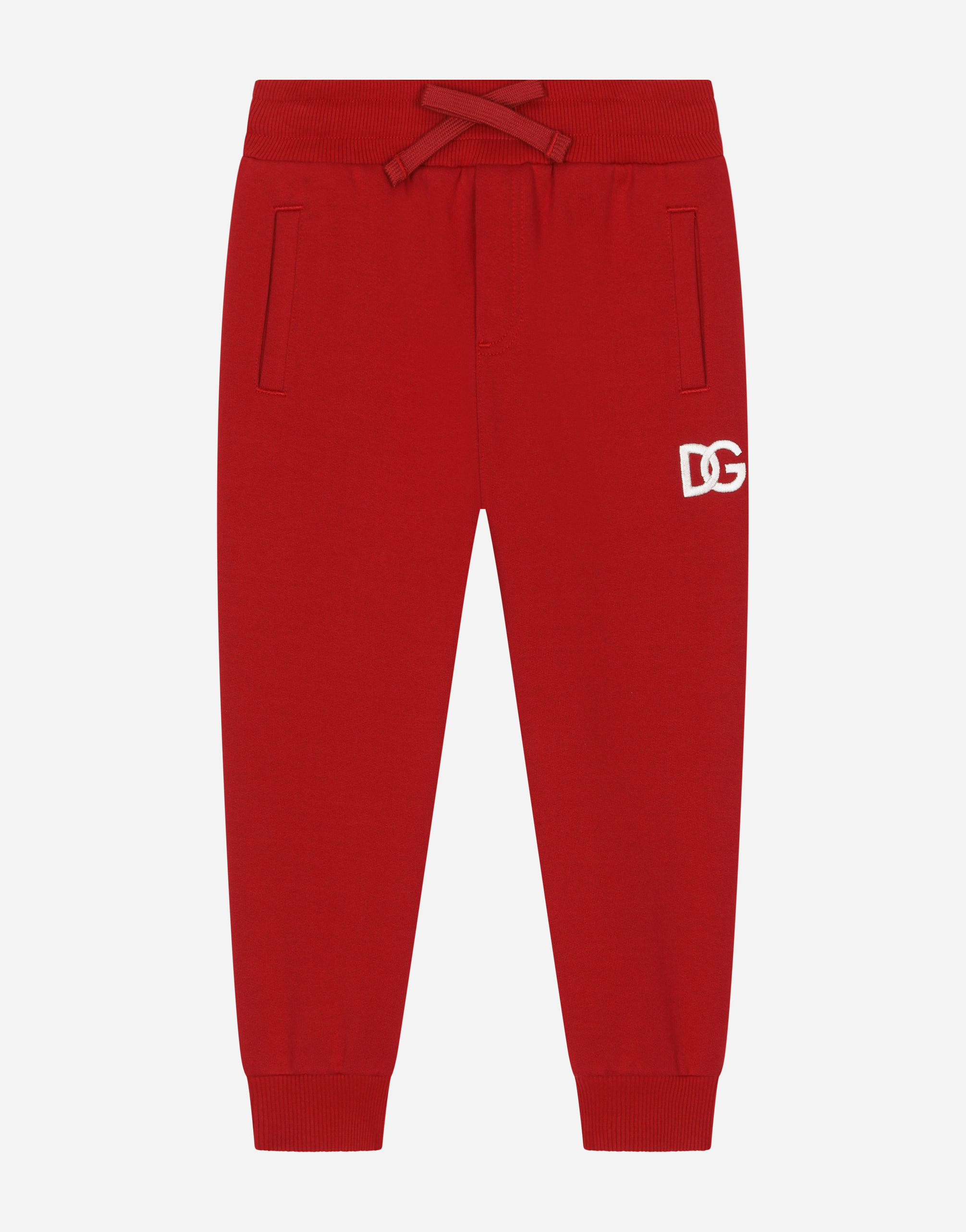Jersey jogging pants with DG logo embroidery in Red