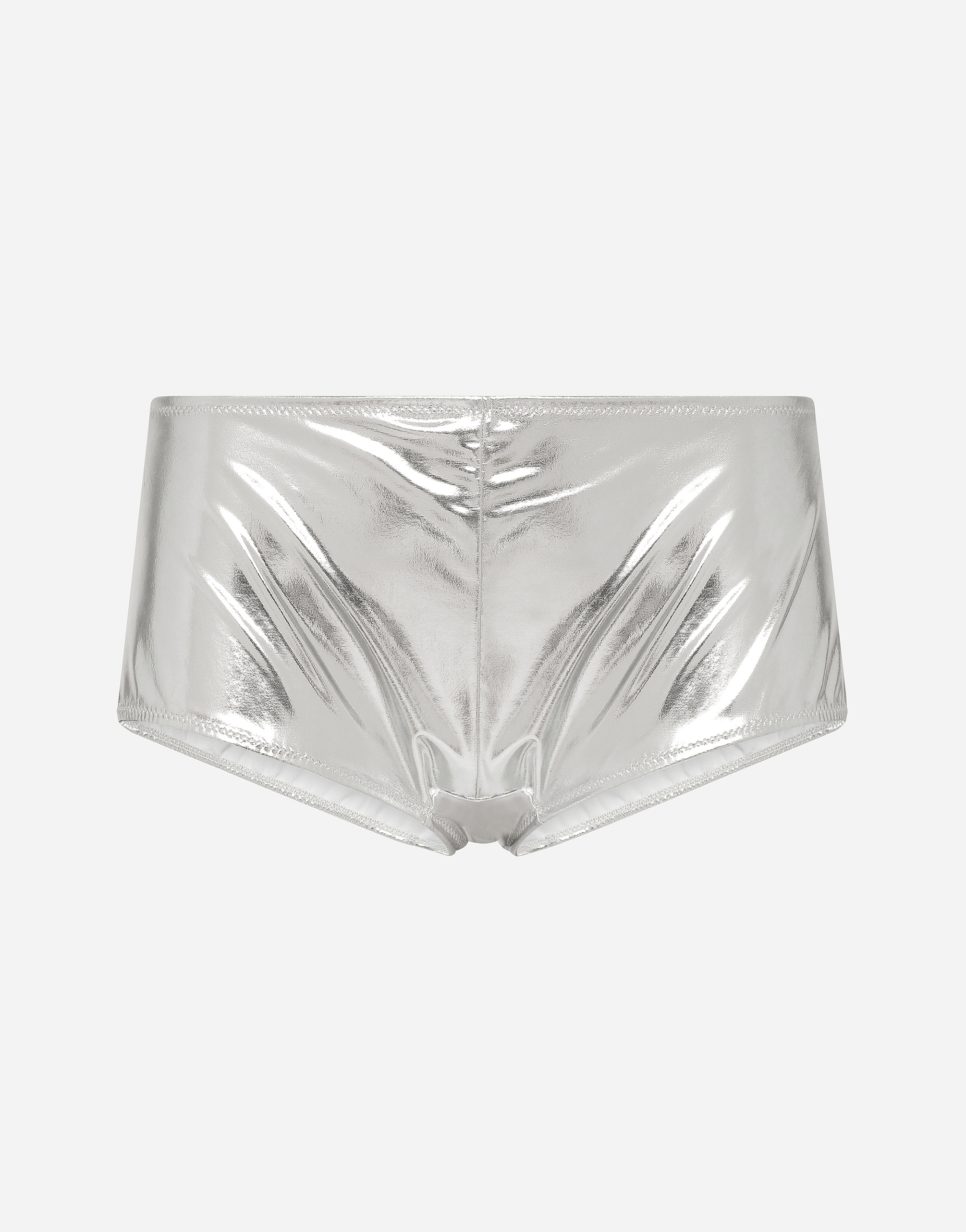 Dolce & Gabbana Coated Stretch Jersey High-waisted Panties In Silver