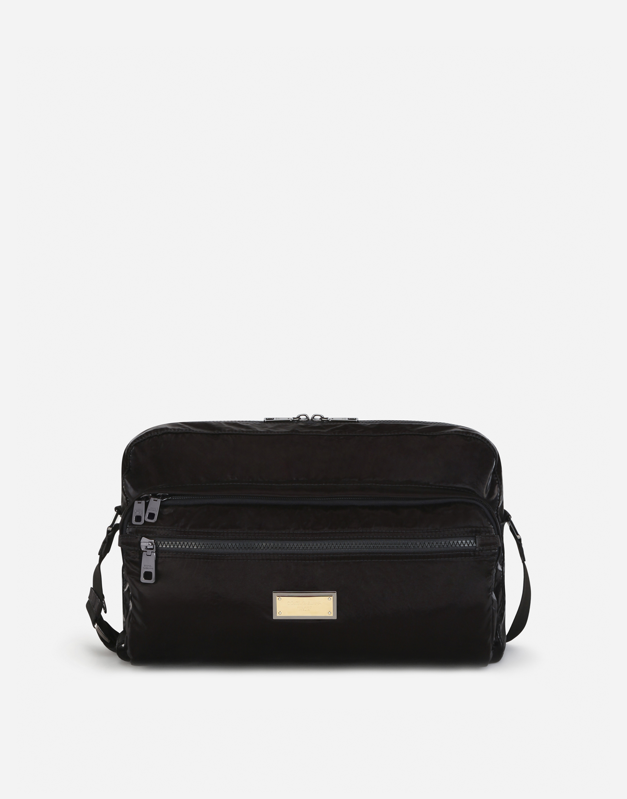 Nero Sicilia dna nylon messenger bag with branded tag in Black