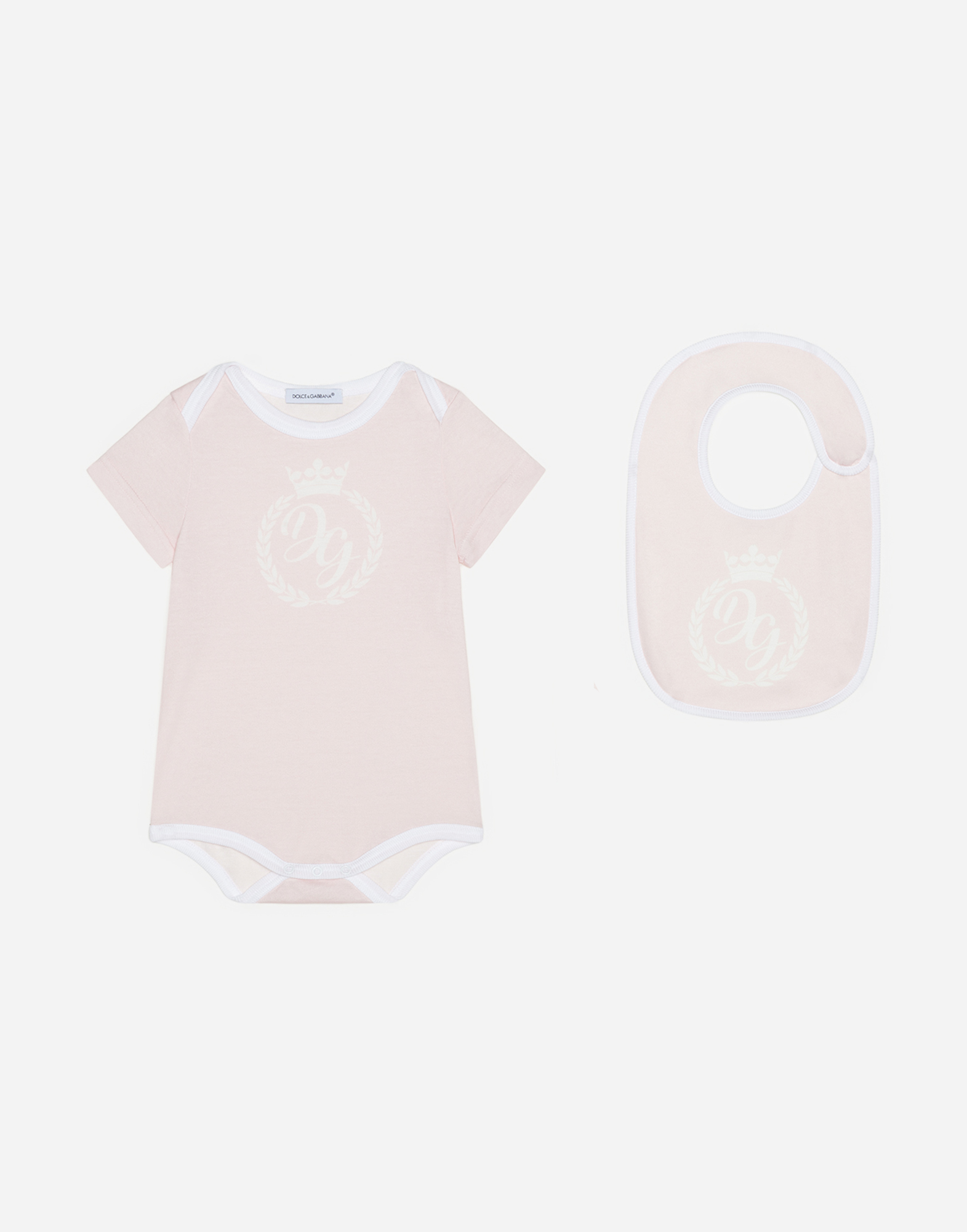 Dolce & Gabbana Babies' 2 Piece Gift Set In Jersey With Pink Dg Print
