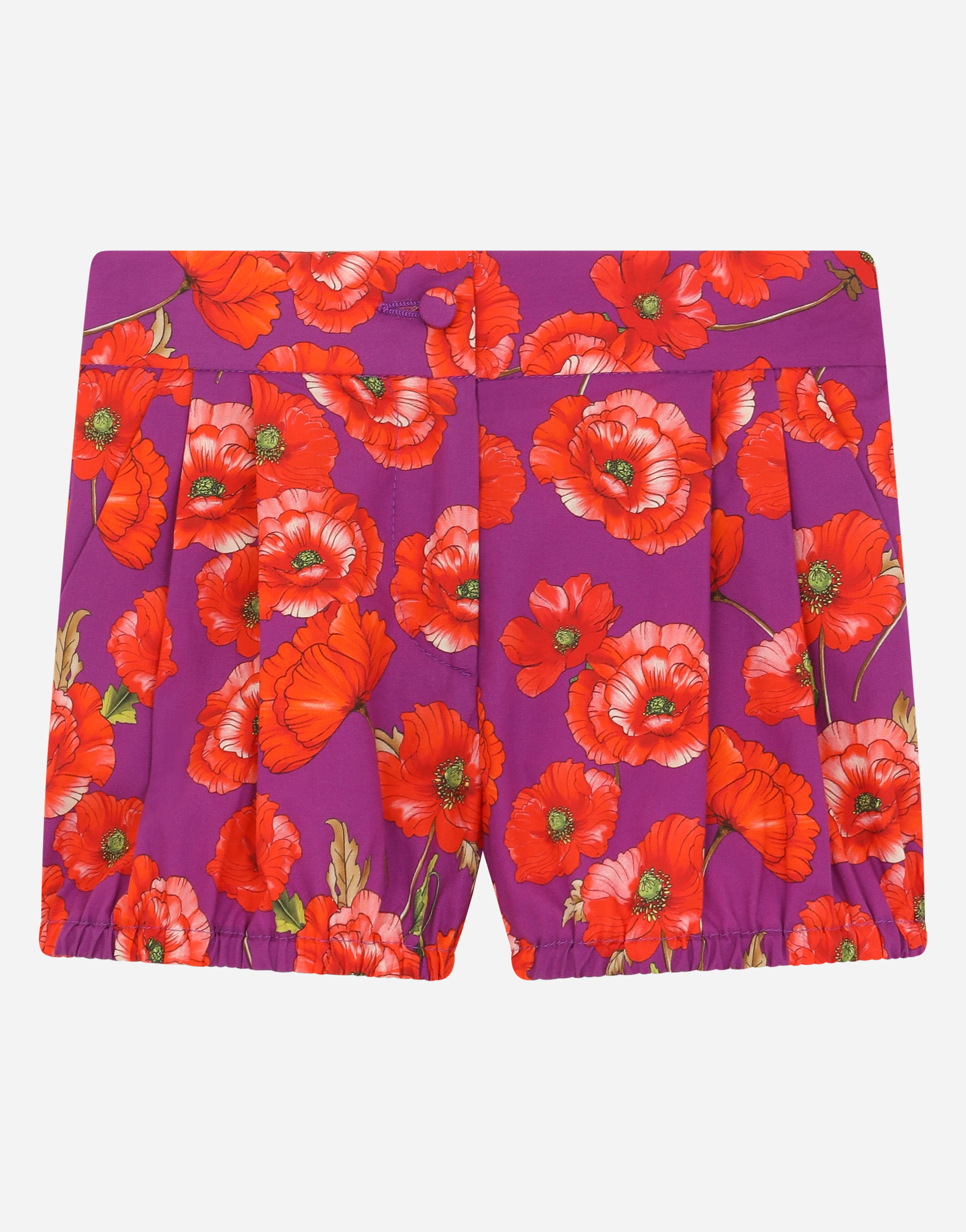 Poppy-print poplin shorts in Multicolor