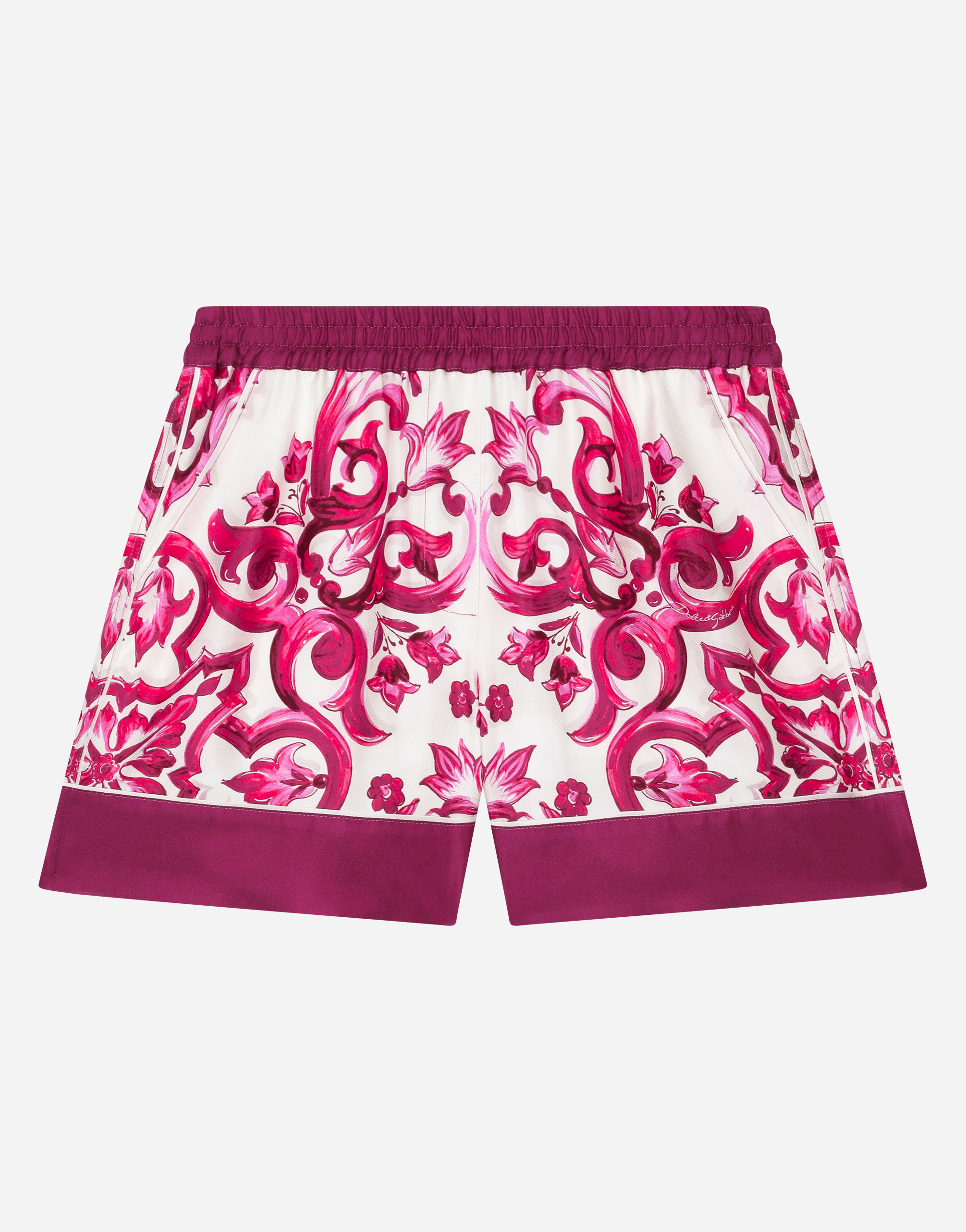 Majolica-print twill shorts in Multicolor