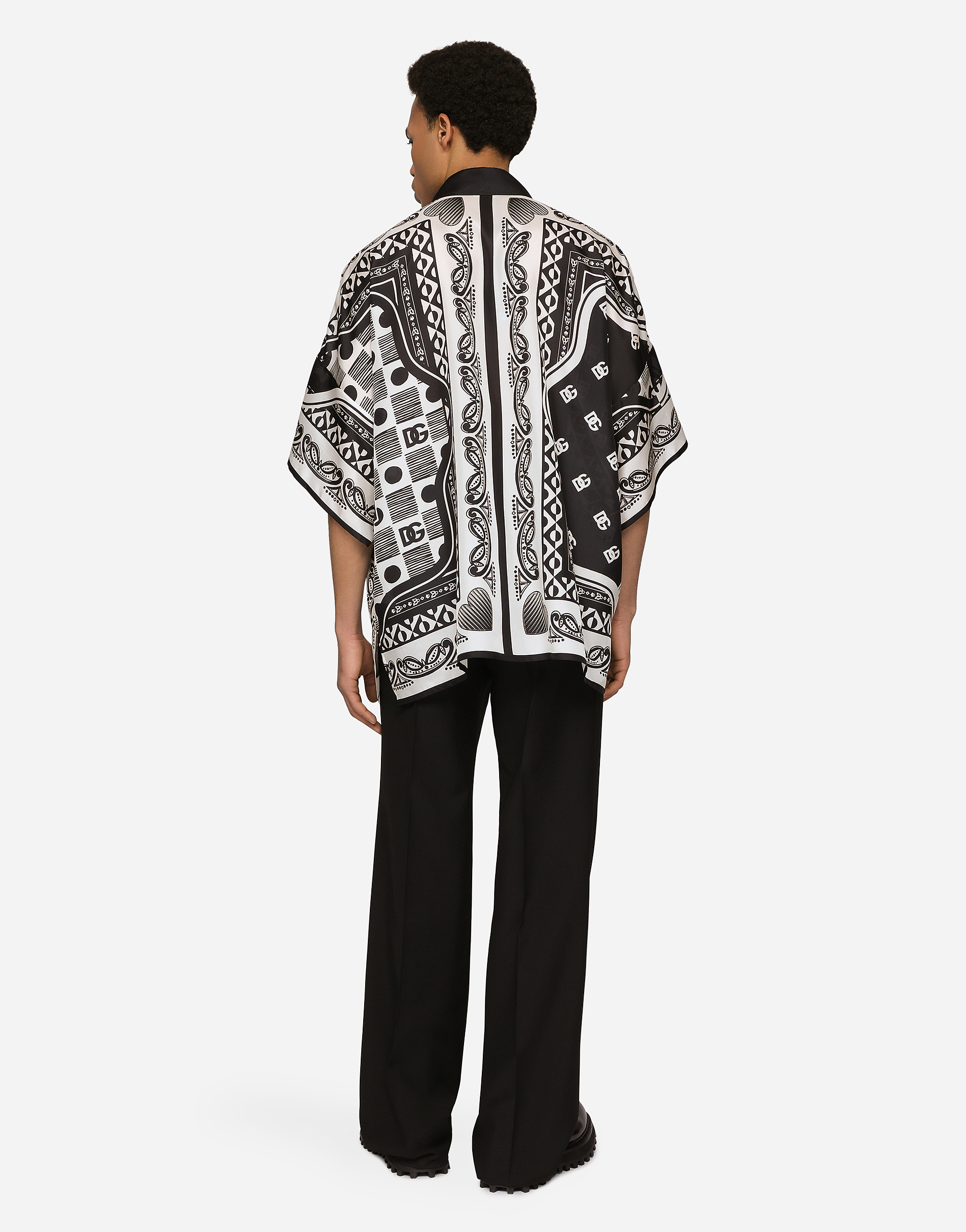 Oversize silk shirt with bandanna print in Multicolor