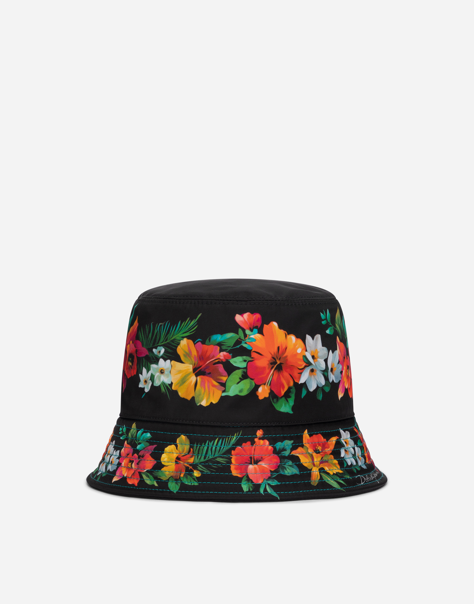 Nylon bucket hat with Hawaiian print in Multicolor